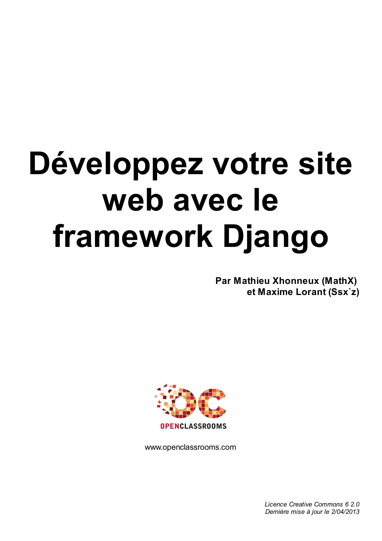 Couverture — Développez votre site web avec le framework Django