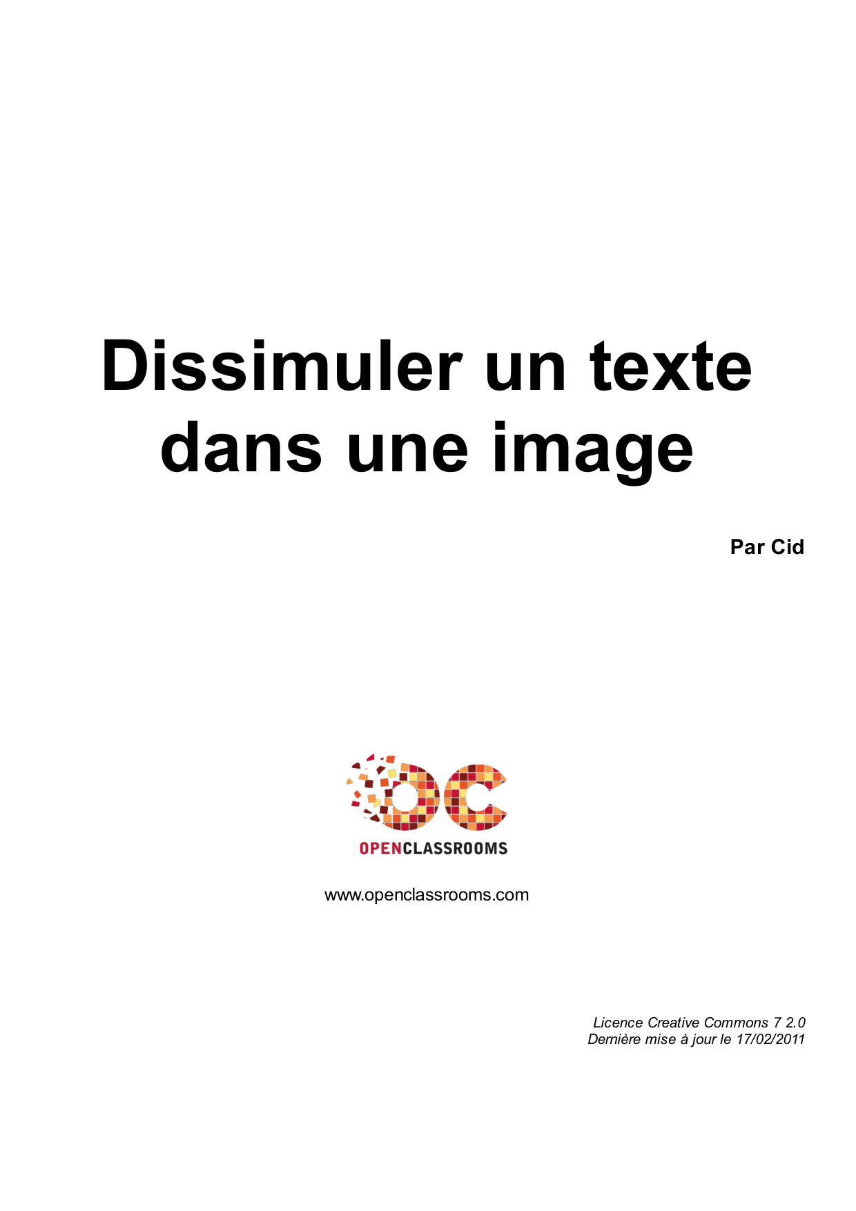 Couverture — Dissimuler un texte dans une image