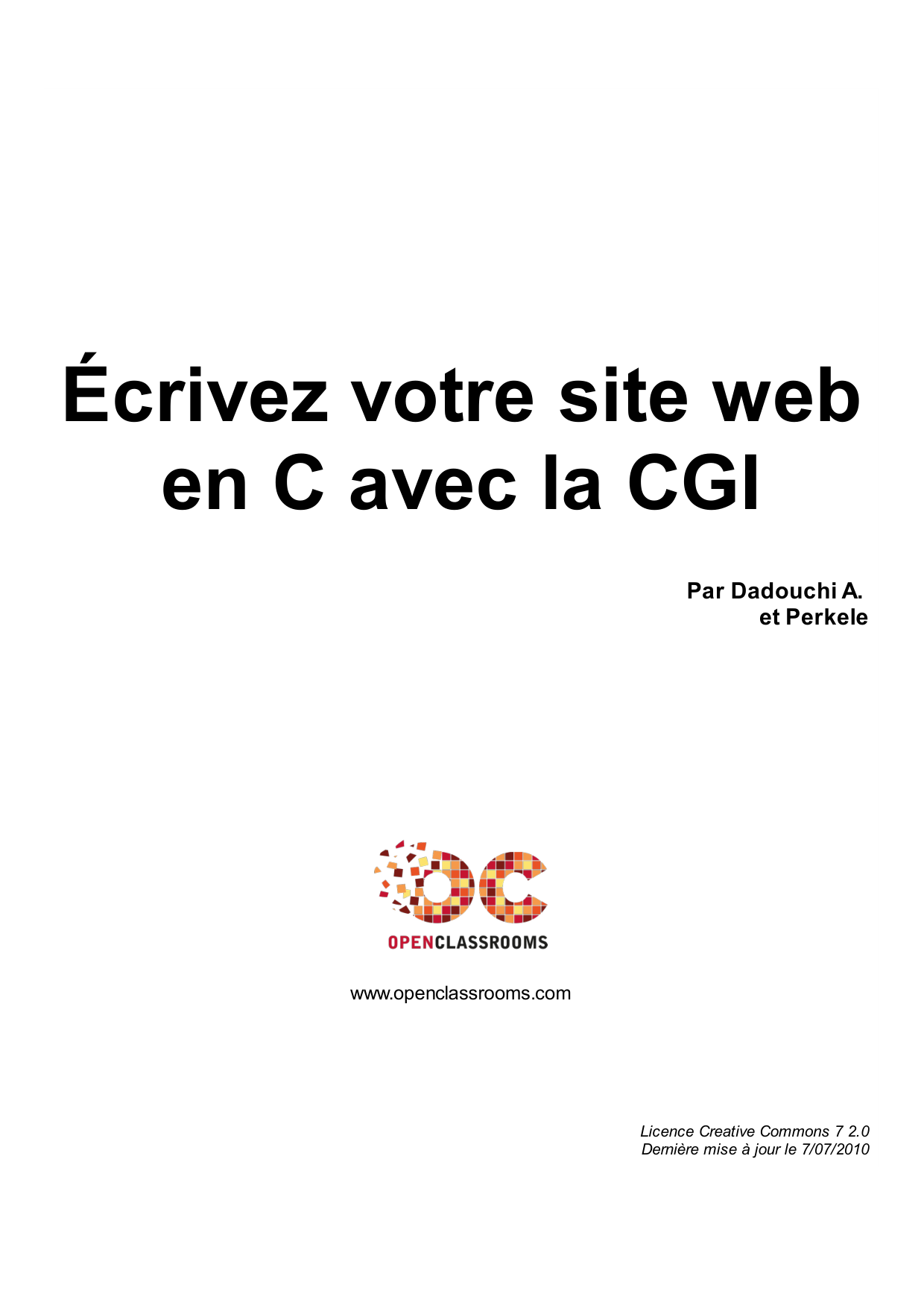 Couverture — Écrivez votre site web en C avec la CGI