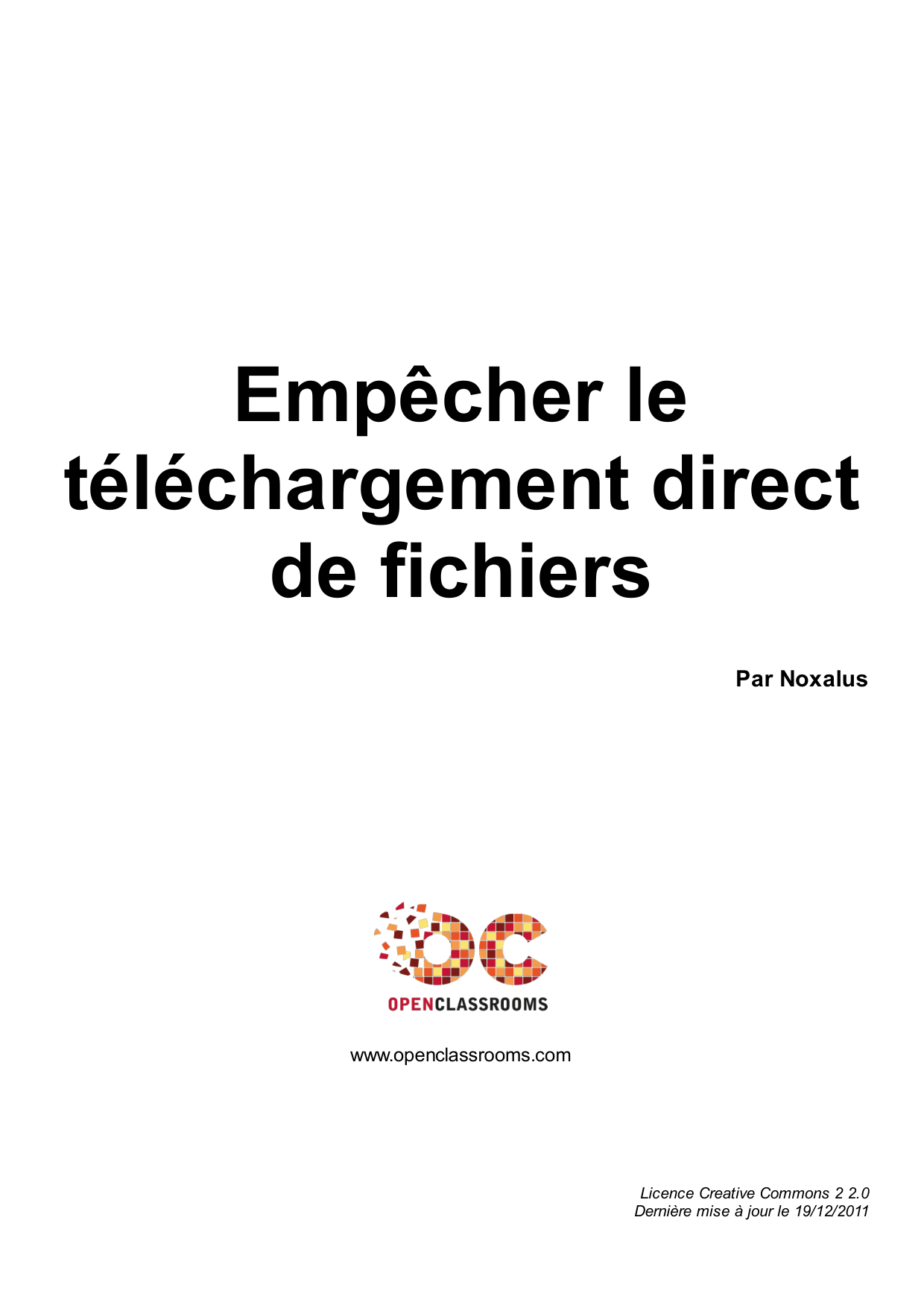 Couverture — Empêcher le téléchargement direct de fichiers