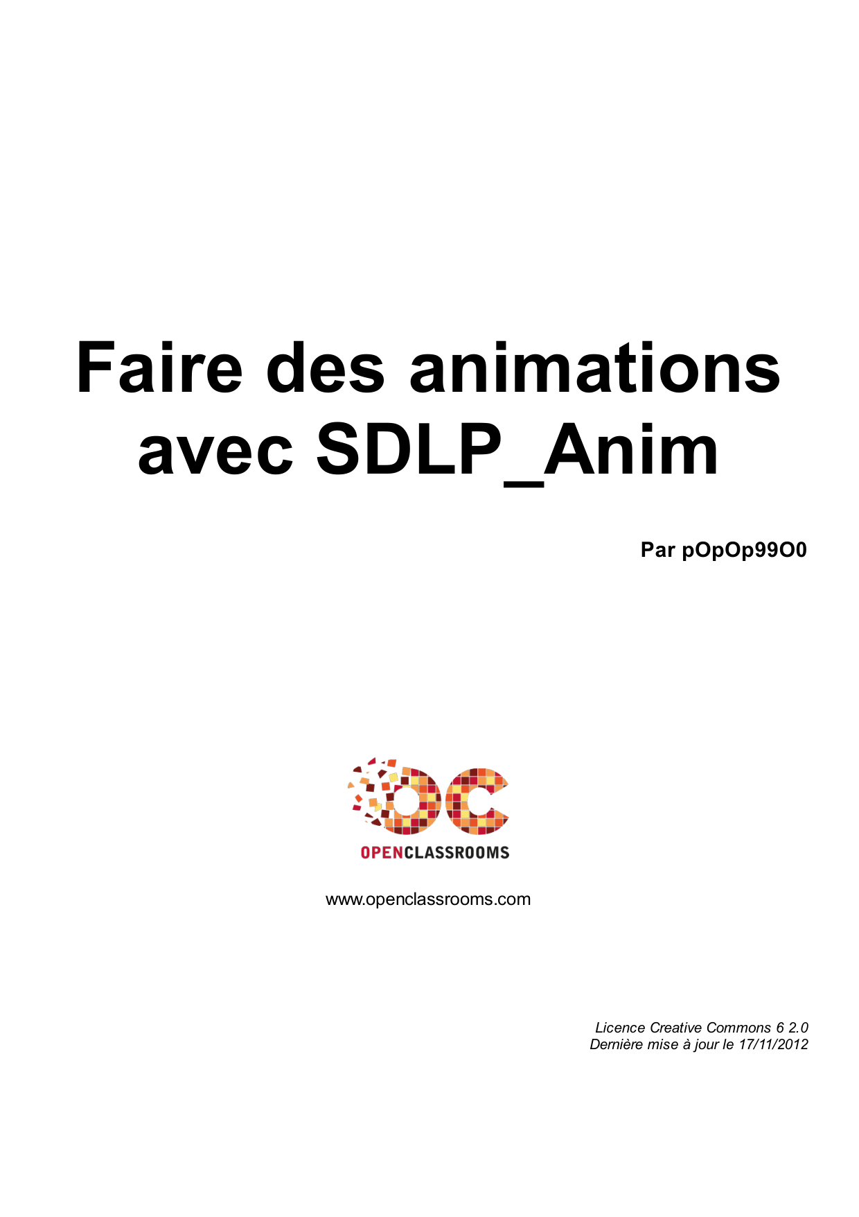 Couverture — Faire des animations avec SDLP_Anim