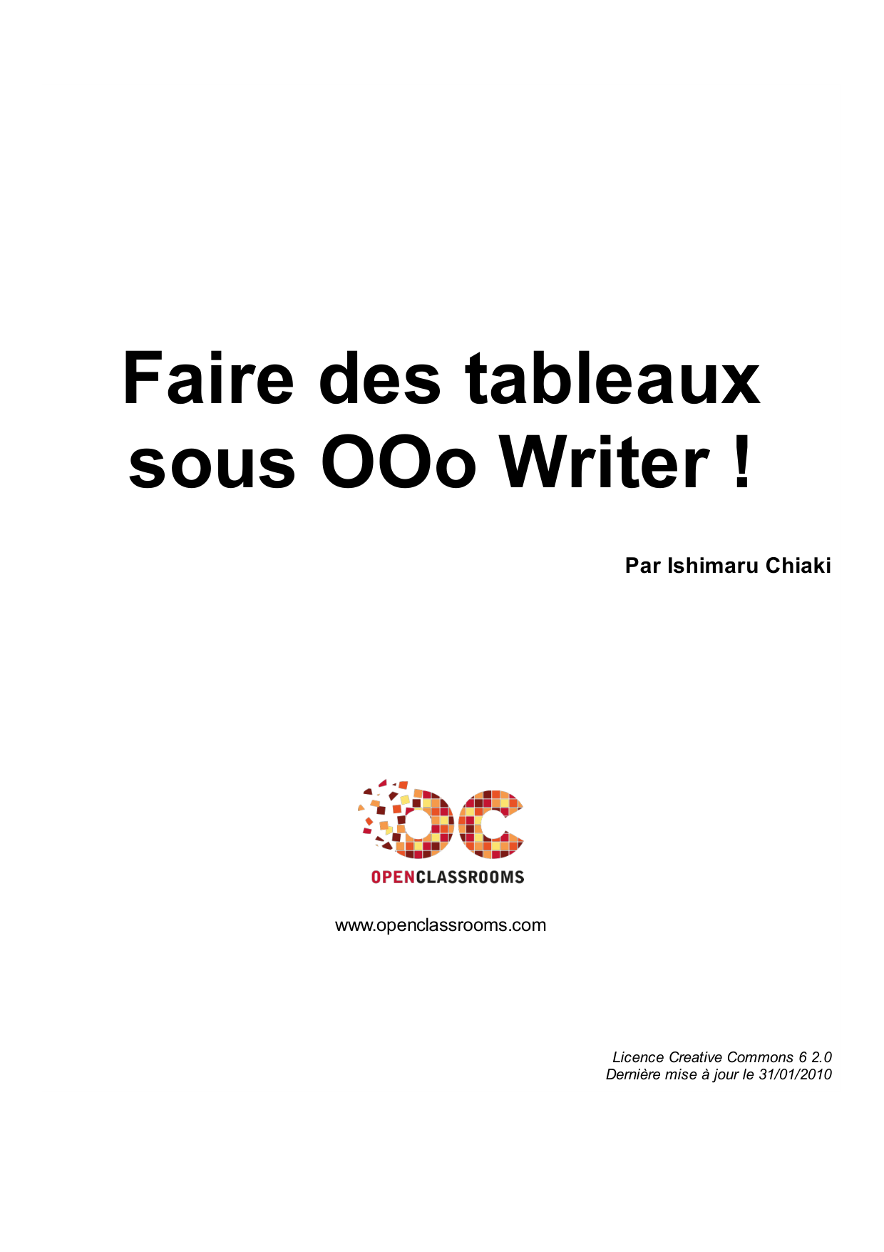 Couverture — Faire des tableaux sous OOo Writer !