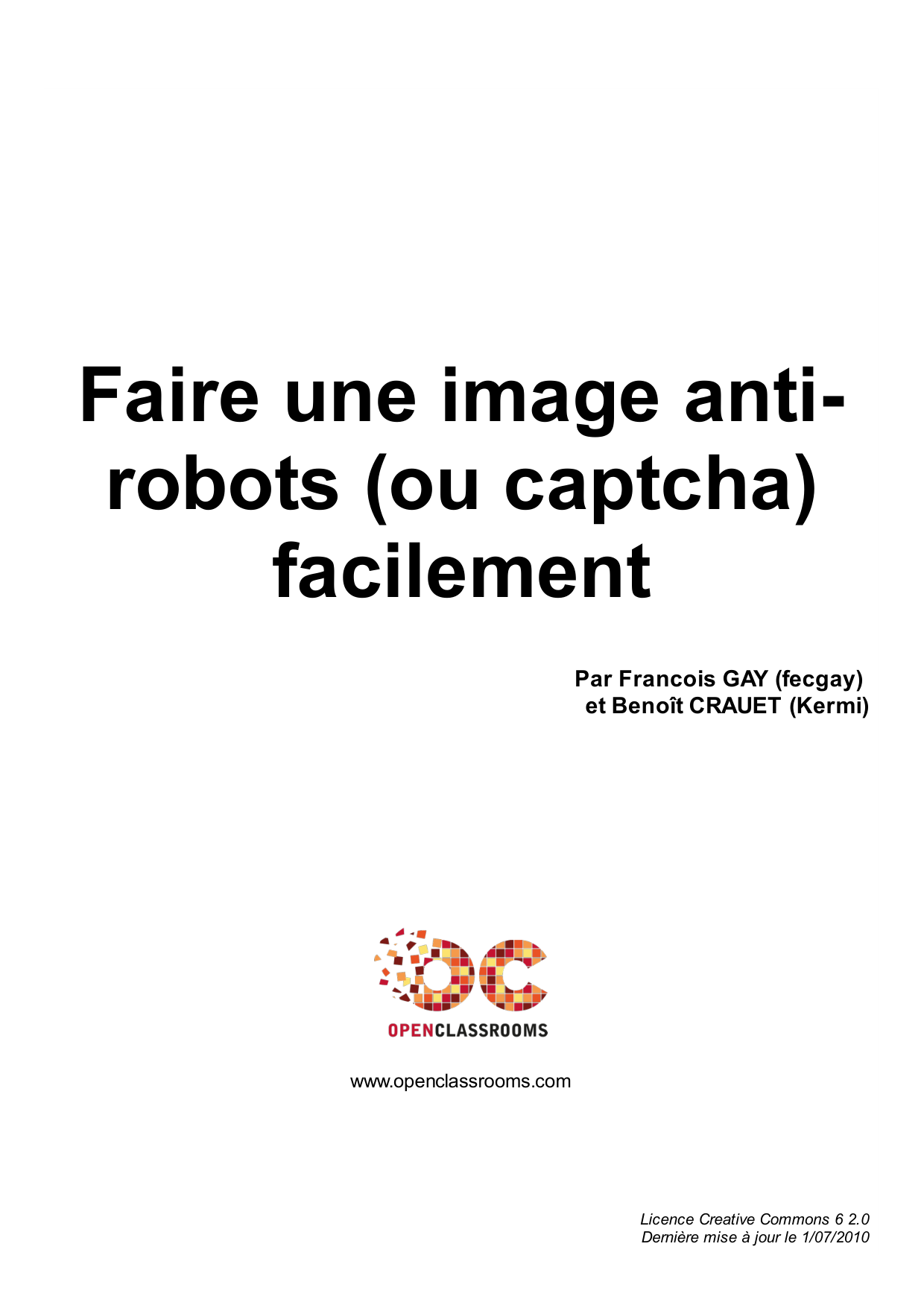Couverture — Faire une image anti- robots (ou captcha) facilement