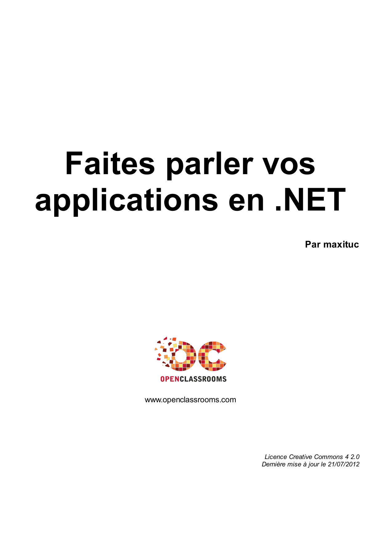 Couverture — Faites parler vos applications en .NET