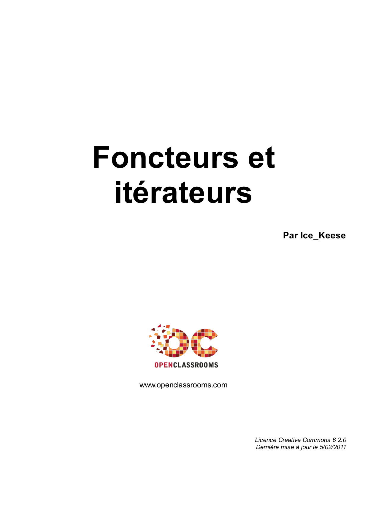 Couverture — Foncteurs et itérateurs
