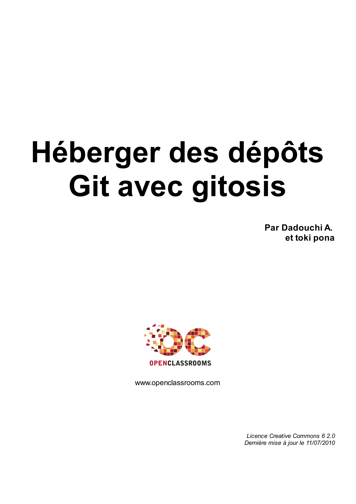 Couverture — Héberger des dépôts Git avec gitosis
