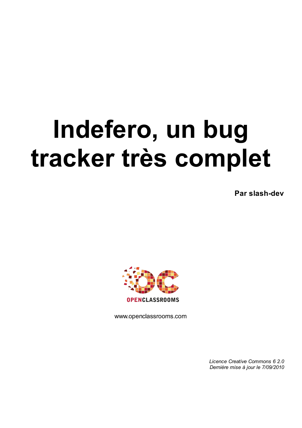 Couverture — Indefero, un bug tracker très complet