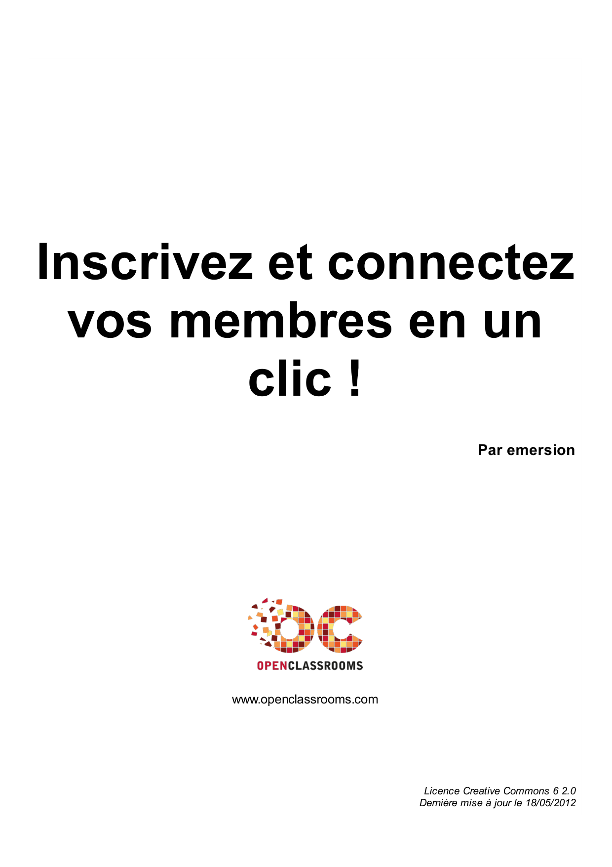 Couverture — Inscrivez et connectez vos membres en un clic !
