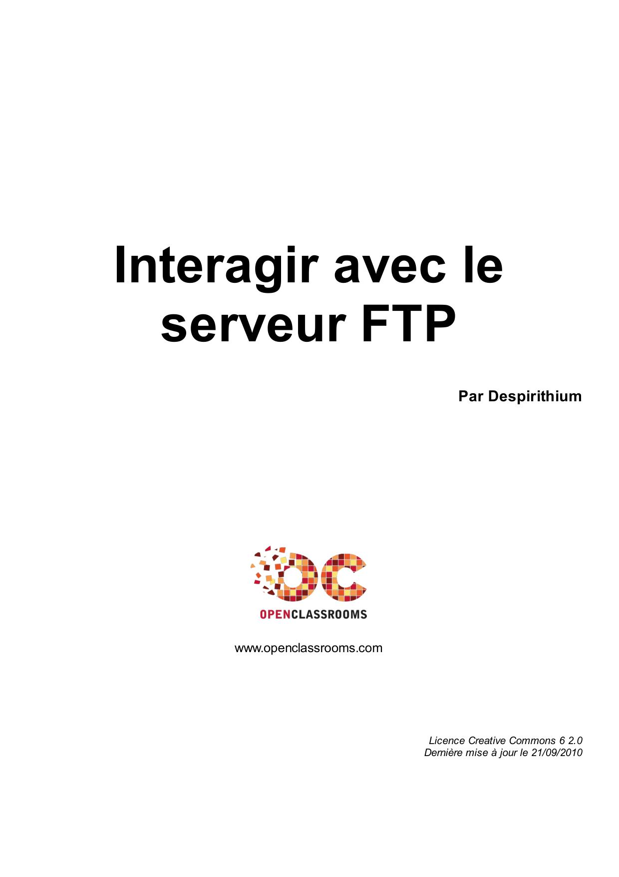 Couverture — Interagir avec le serveur FTP