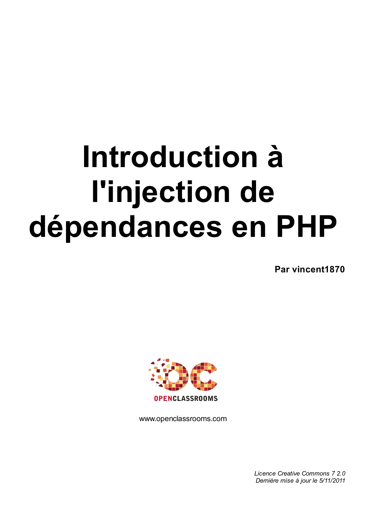 Couverture — Introduction à l'injection de dépendances en PHP