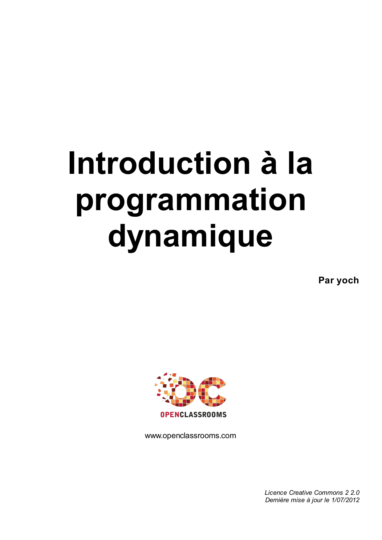 Couverture — Introduction à la programmation dynamique