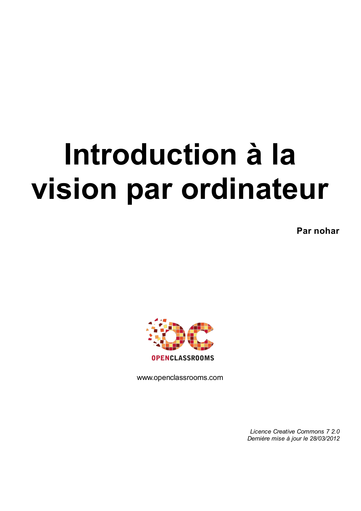 Couverture — Introduction à la vision par ordinateur