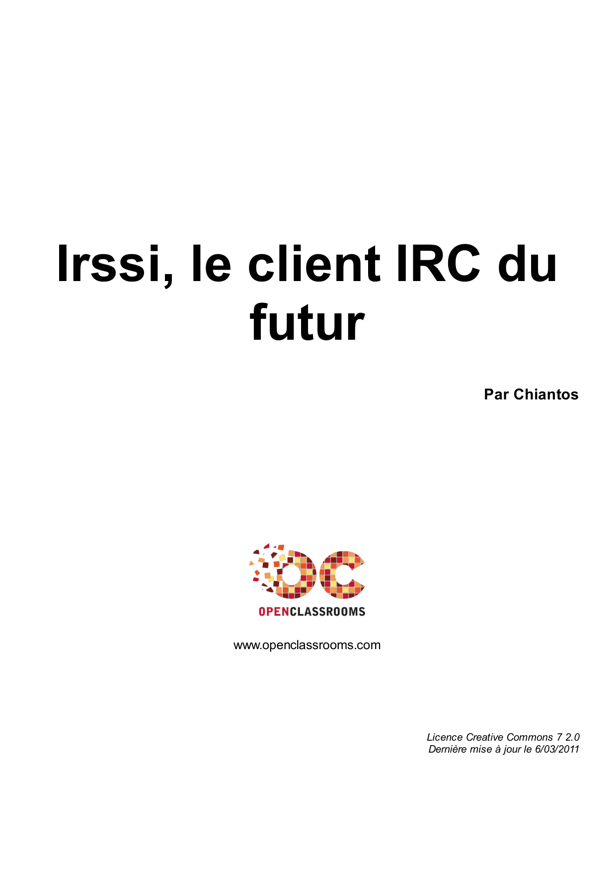 Couverture — Irssi, le client IRC du futur