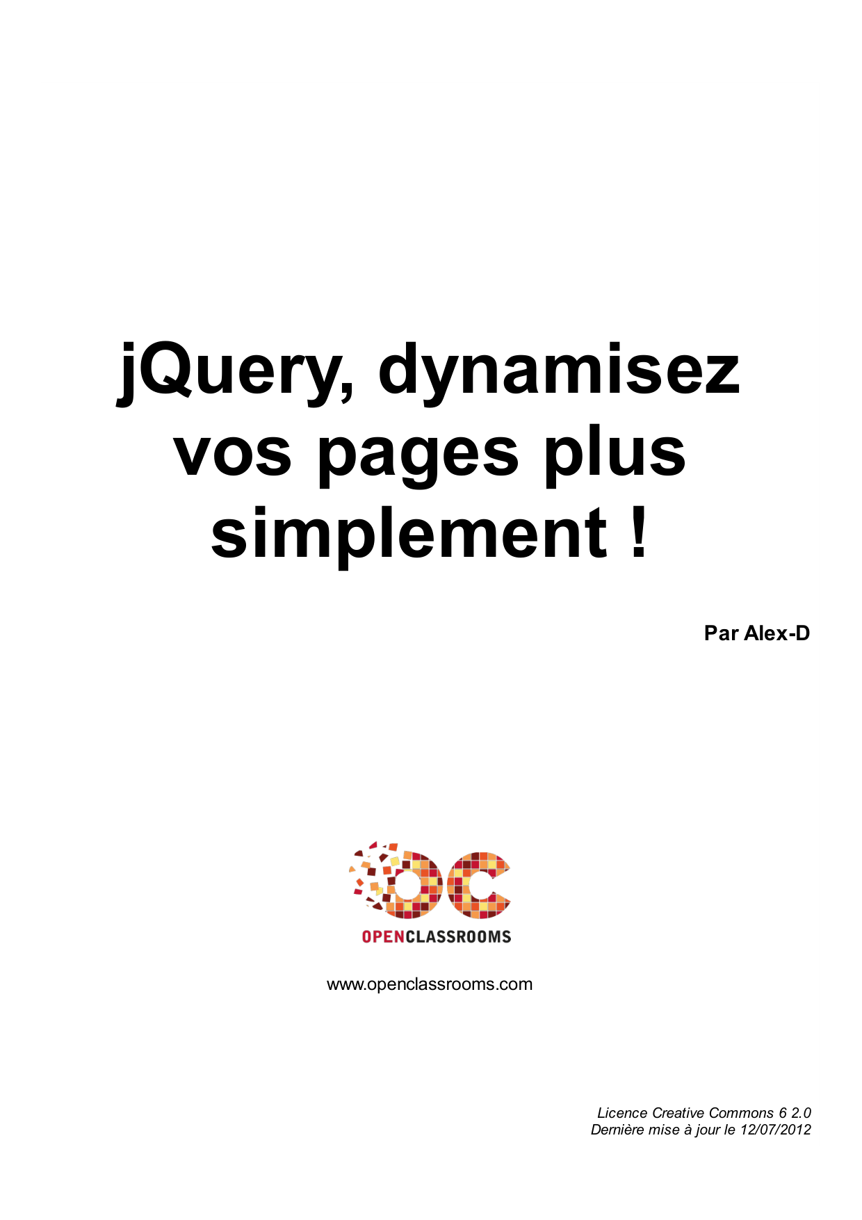 Couverture — jQuery, dynamisez vos pages plus simplement !