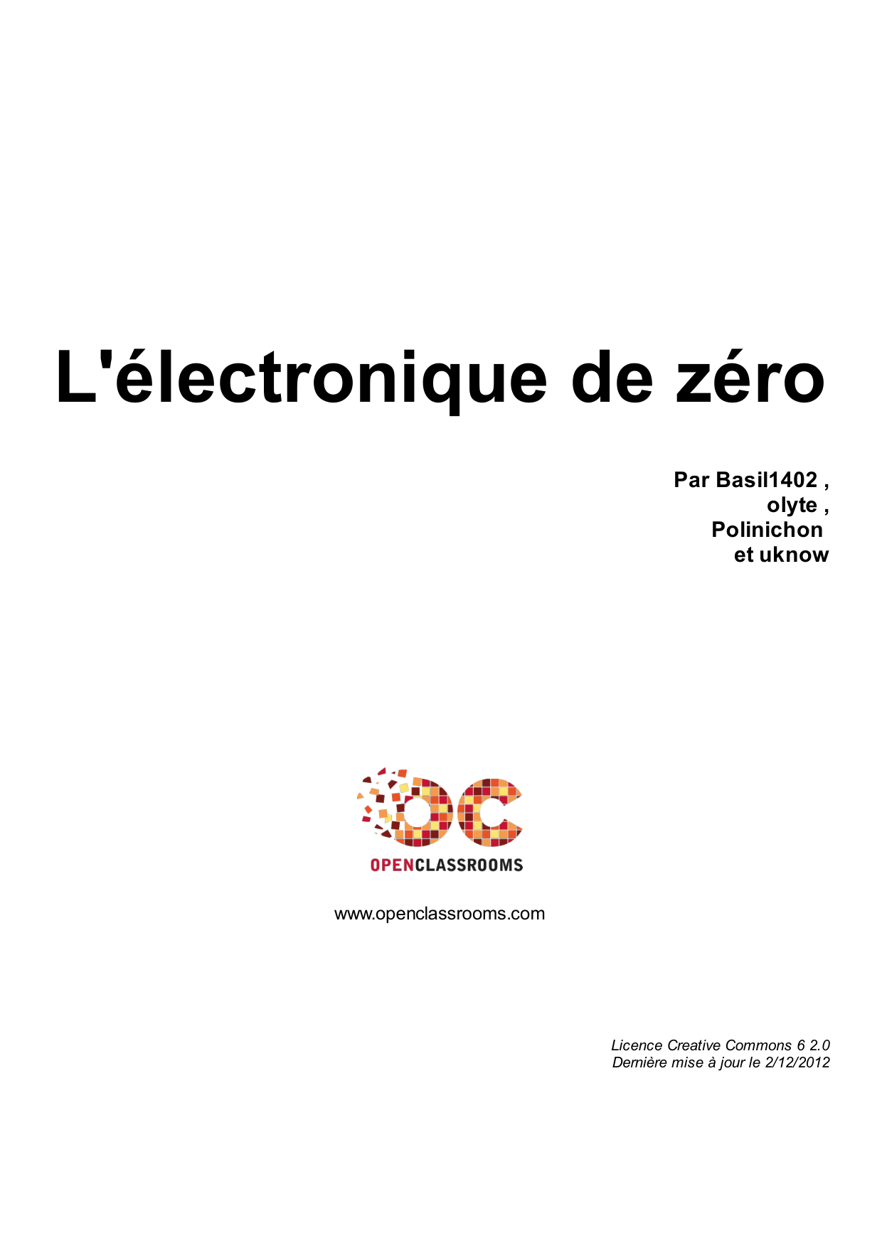 Couverture — L'électronique de zéro