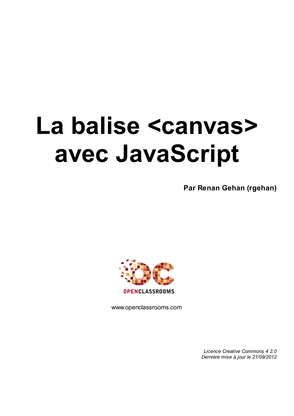 Couverture — La balise <canvas> avec JavaScript