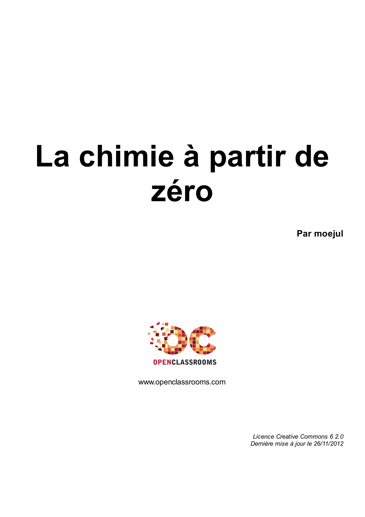Couverture — La chimie à partir de zéro