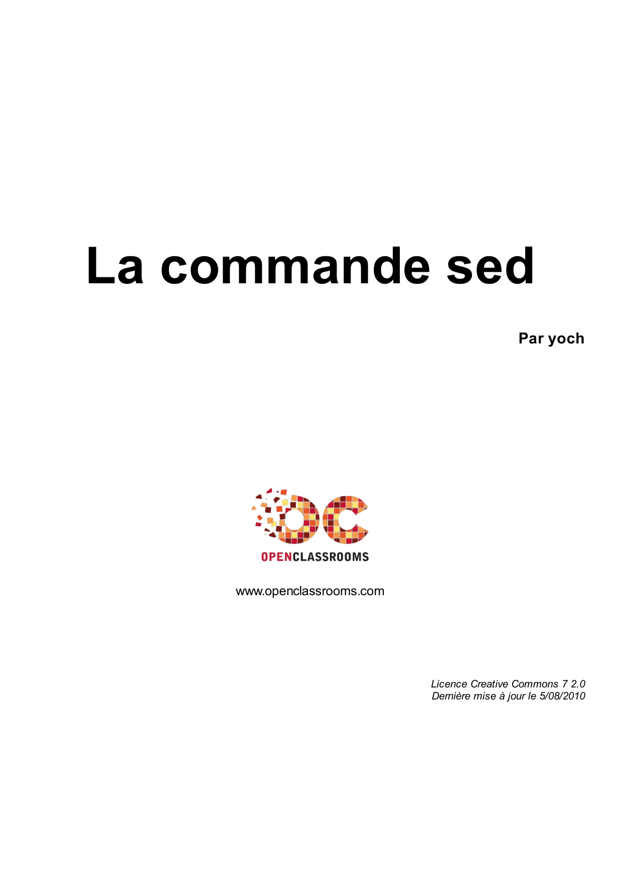 Couverture — La commande sed