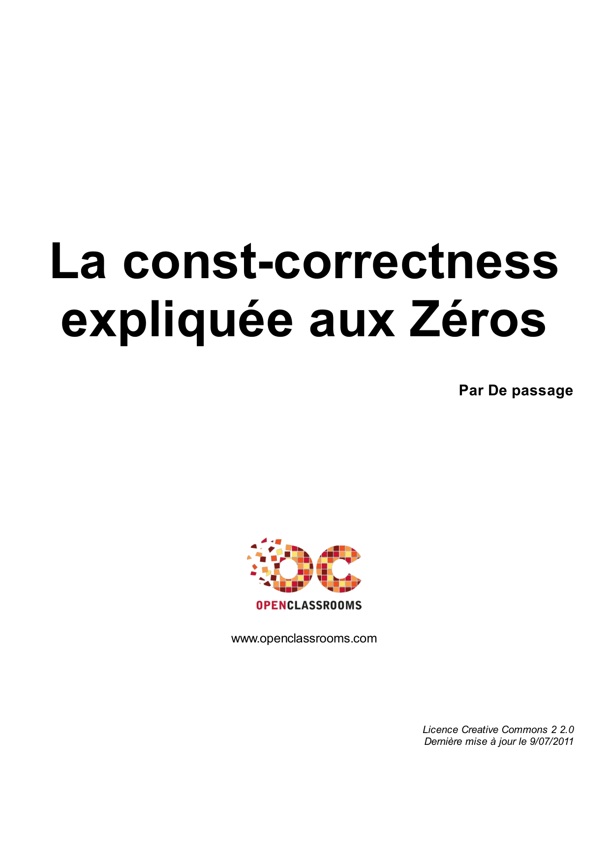 Couverture — La const-correctness expliquée aux Zéros