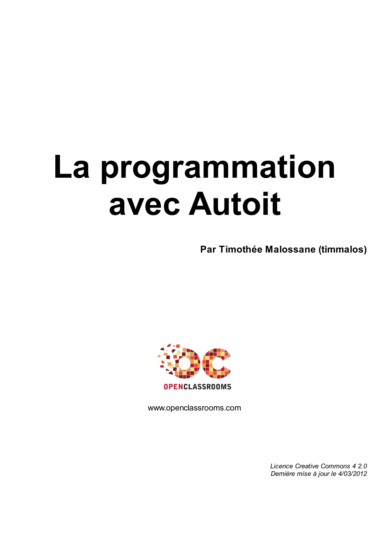 Couverture — La programmation avec Autoit