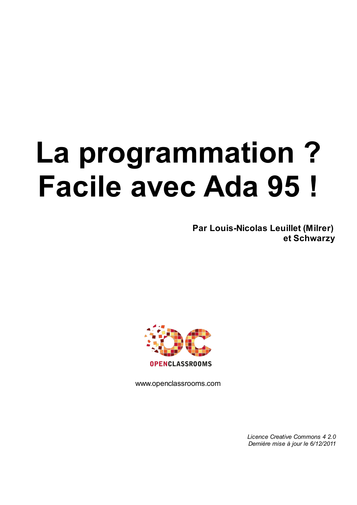 Couverture — La programmation ? Facile avec Ada 95 !