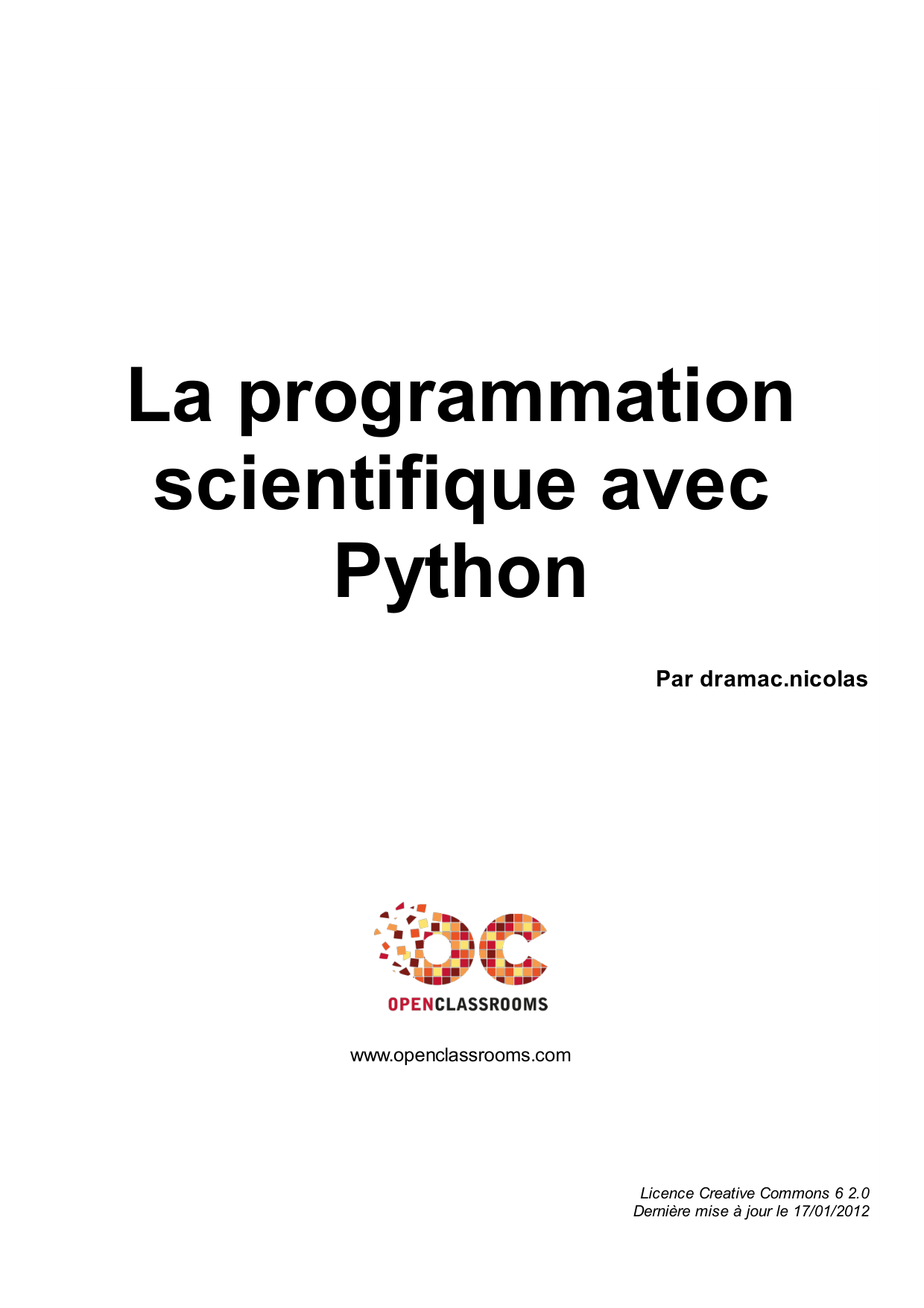 Couverture — La programmation scientifique avec Python
