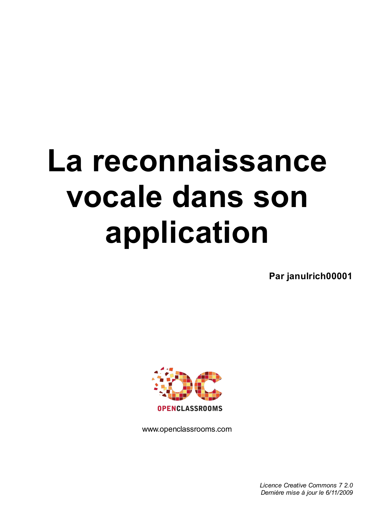 Couverture — La reconnaissance vocale dans son application