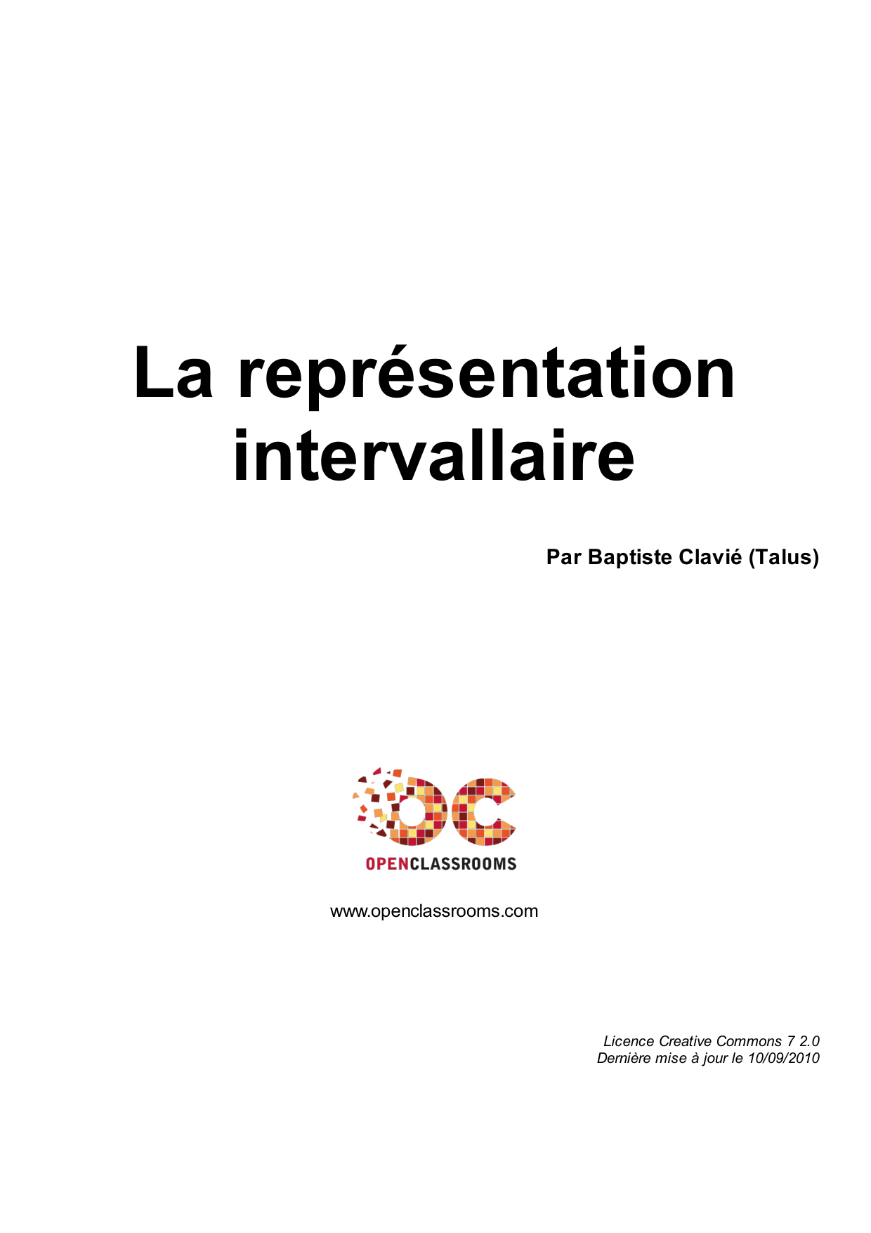 Couverture — La représentation intervallaire