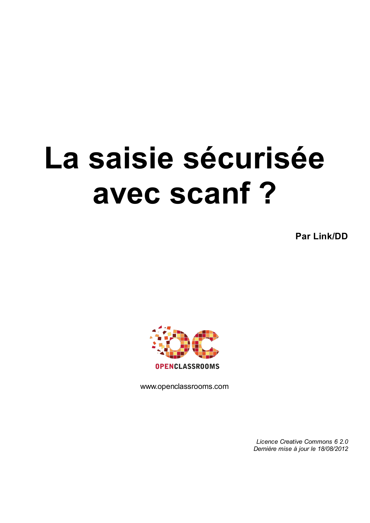 Couverture — La saisie sécurisée avec scanf ?