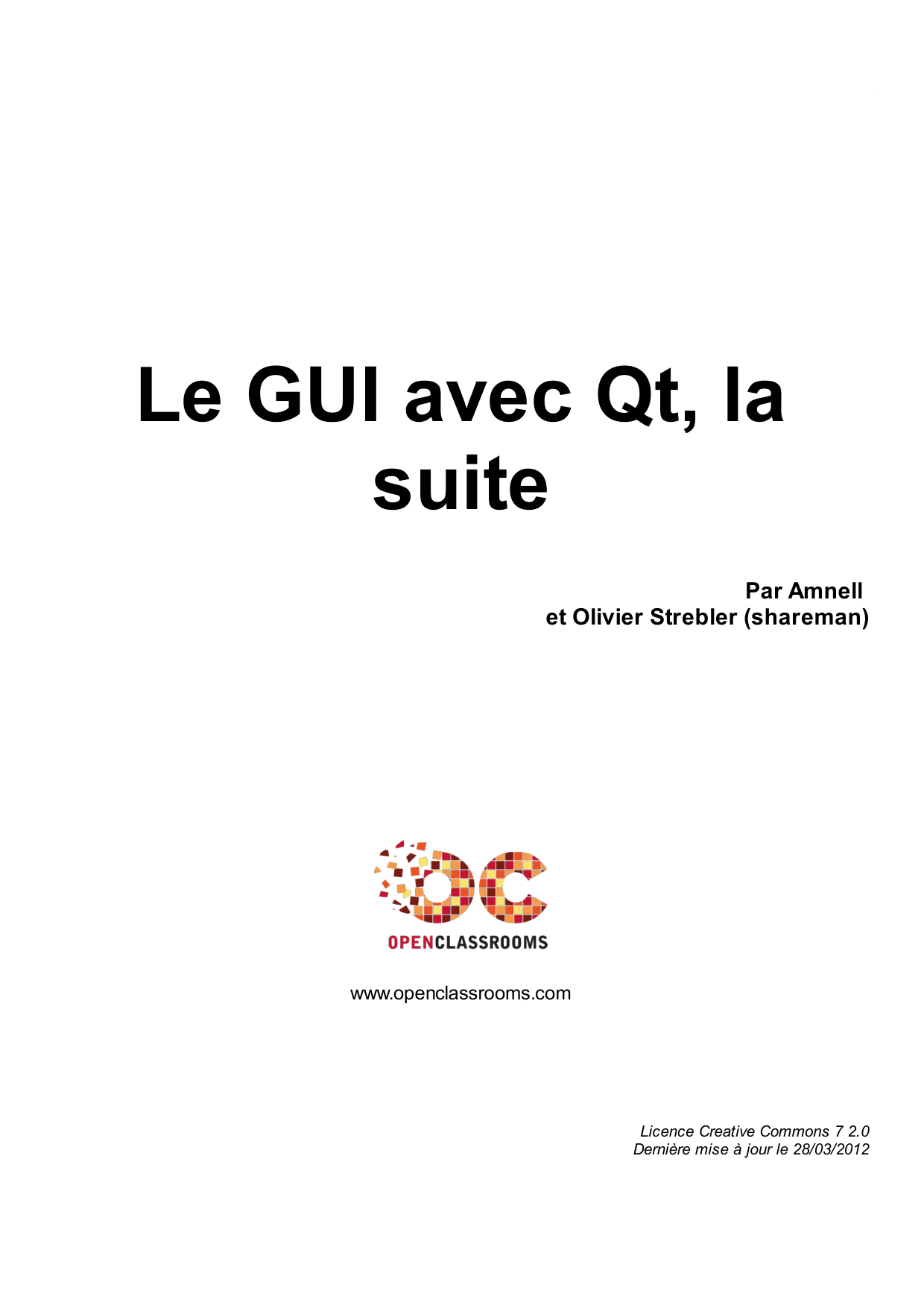 Couverture — Le GUI avec Qt, la suite