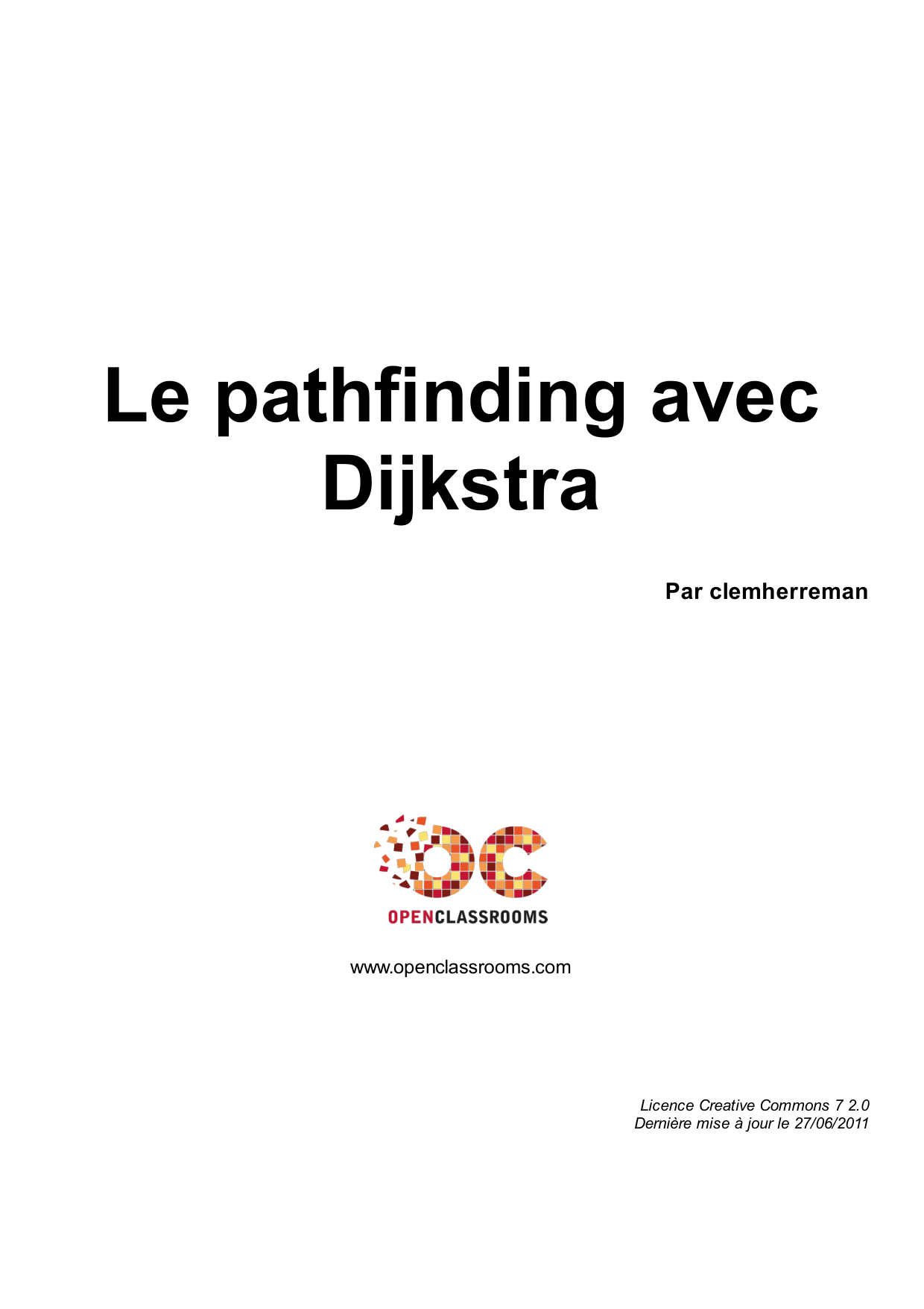 Couverture — Le pathfinding avec Dijkstra