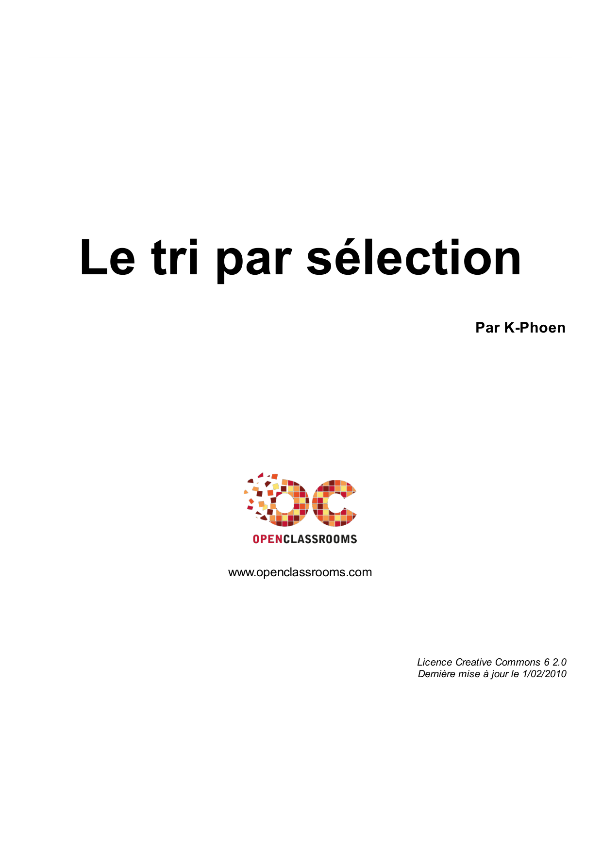 Couverture — Le tri par sélection
