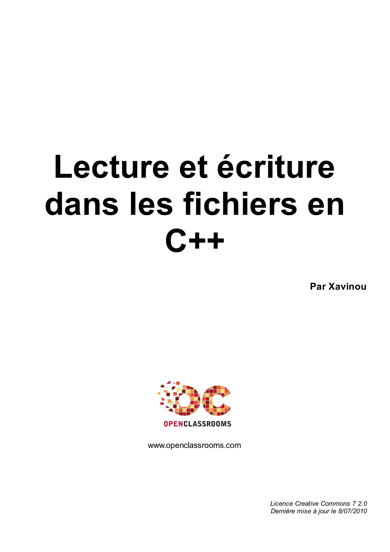 Couverture — Lecture et écriture dans les fichiers en C++