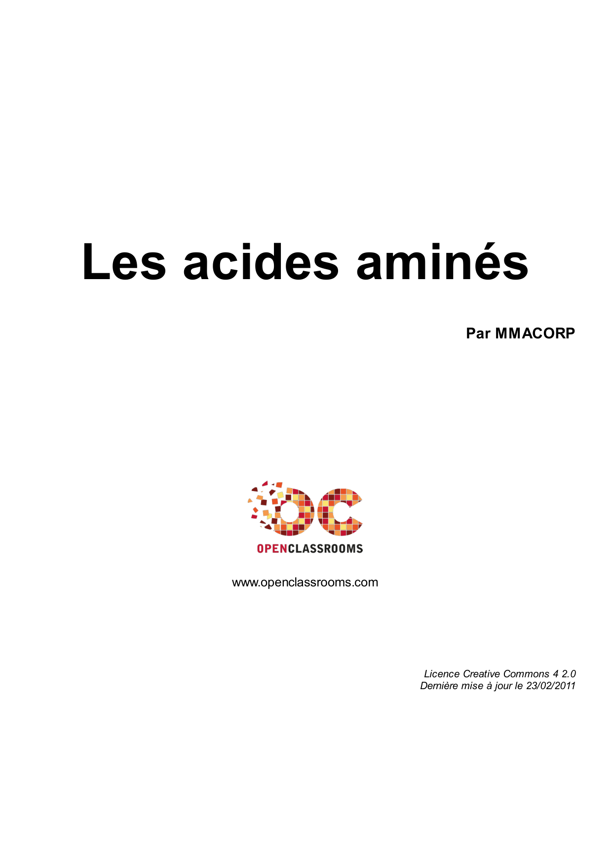 Couverture — Les acides aminés