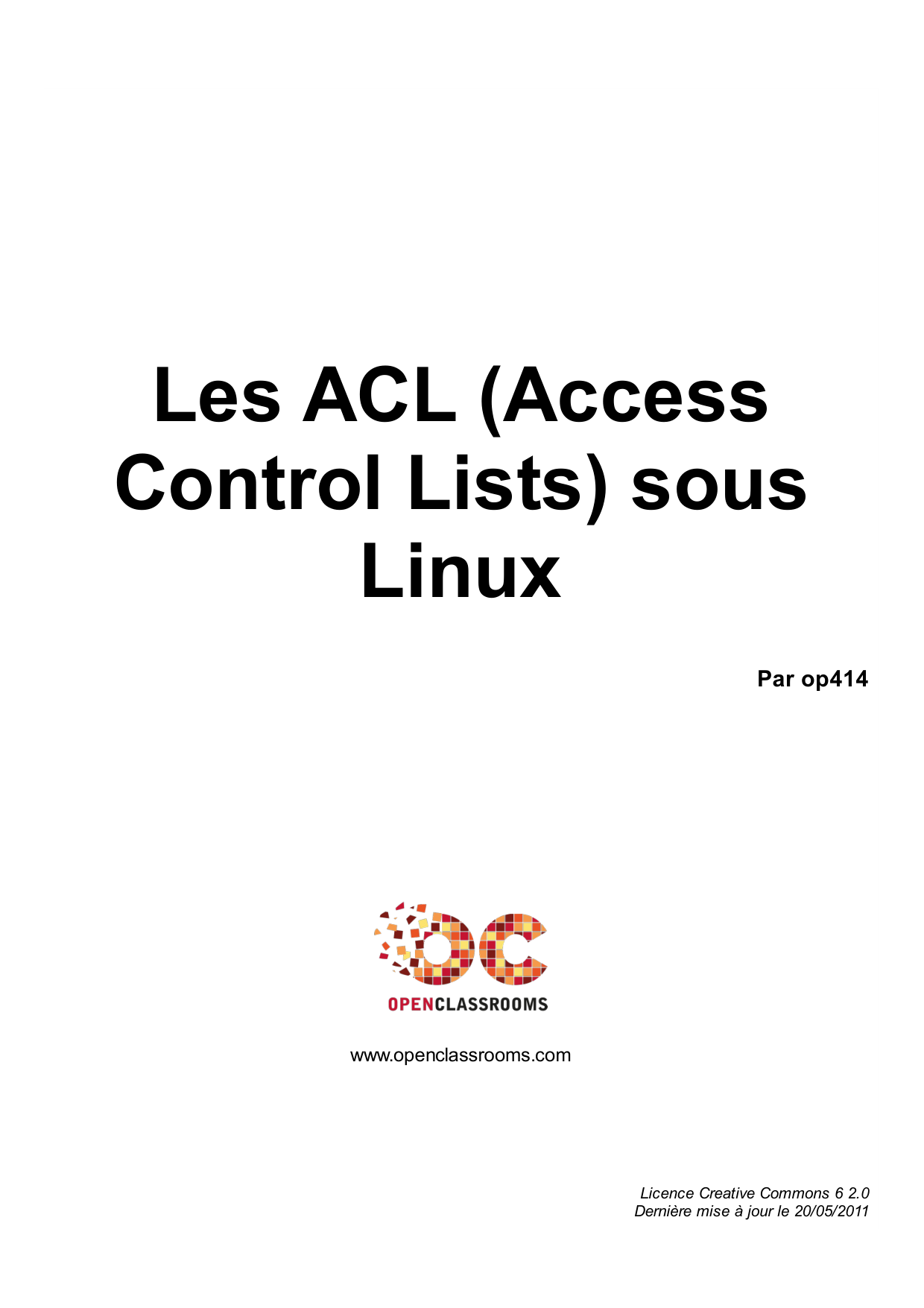 Couverture — Les ACL (Access Control Lists) sous Linux