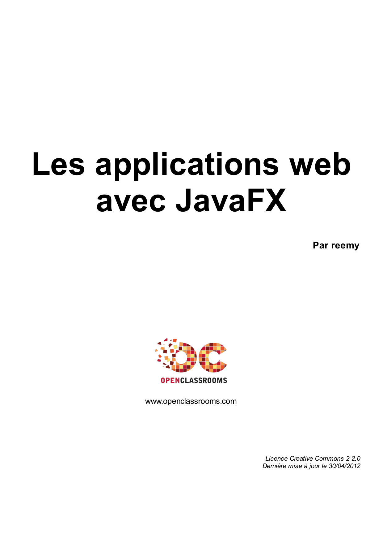 Couverture — Les applications web avec JavaFX