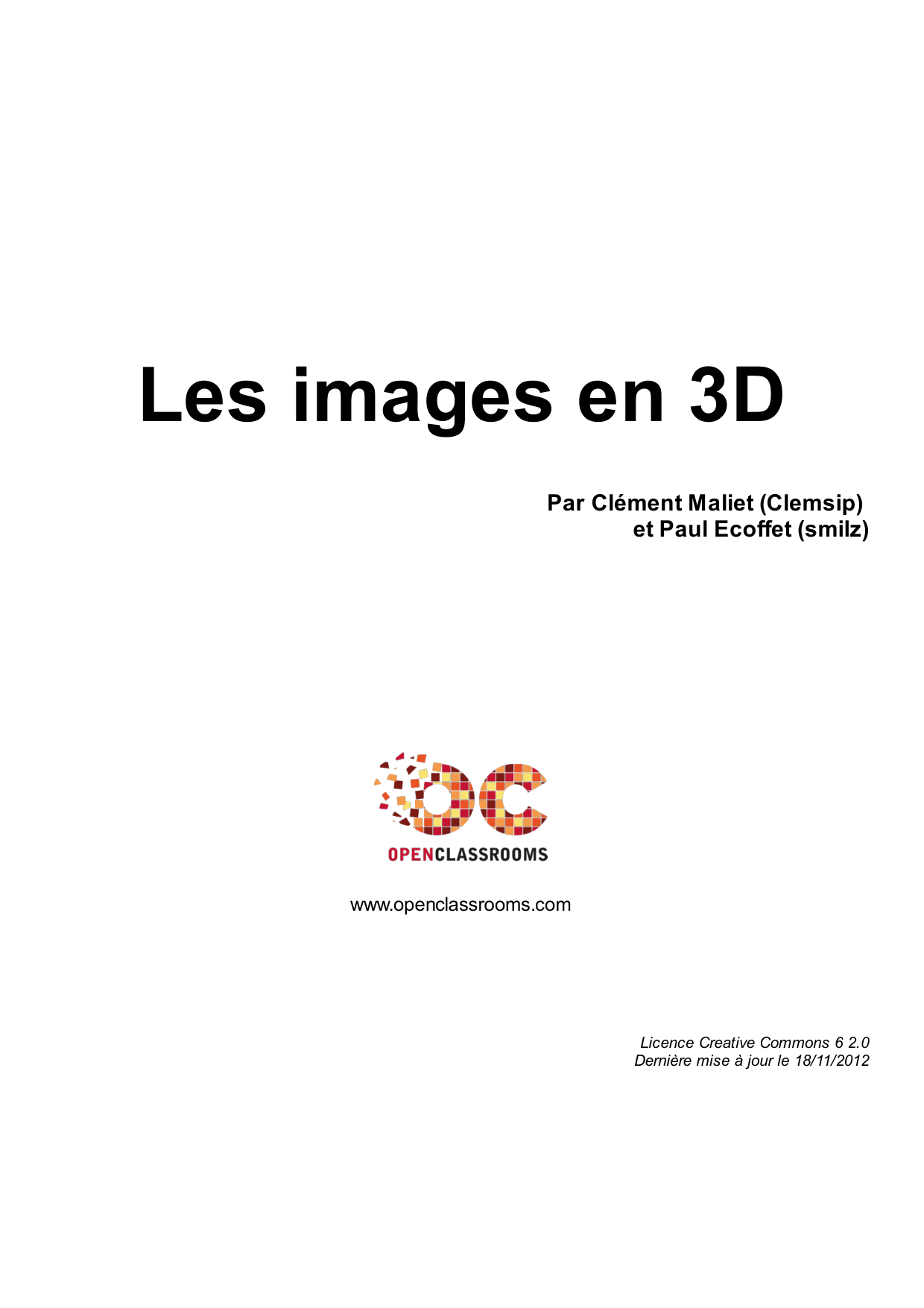 Couverture — Les images en 3D