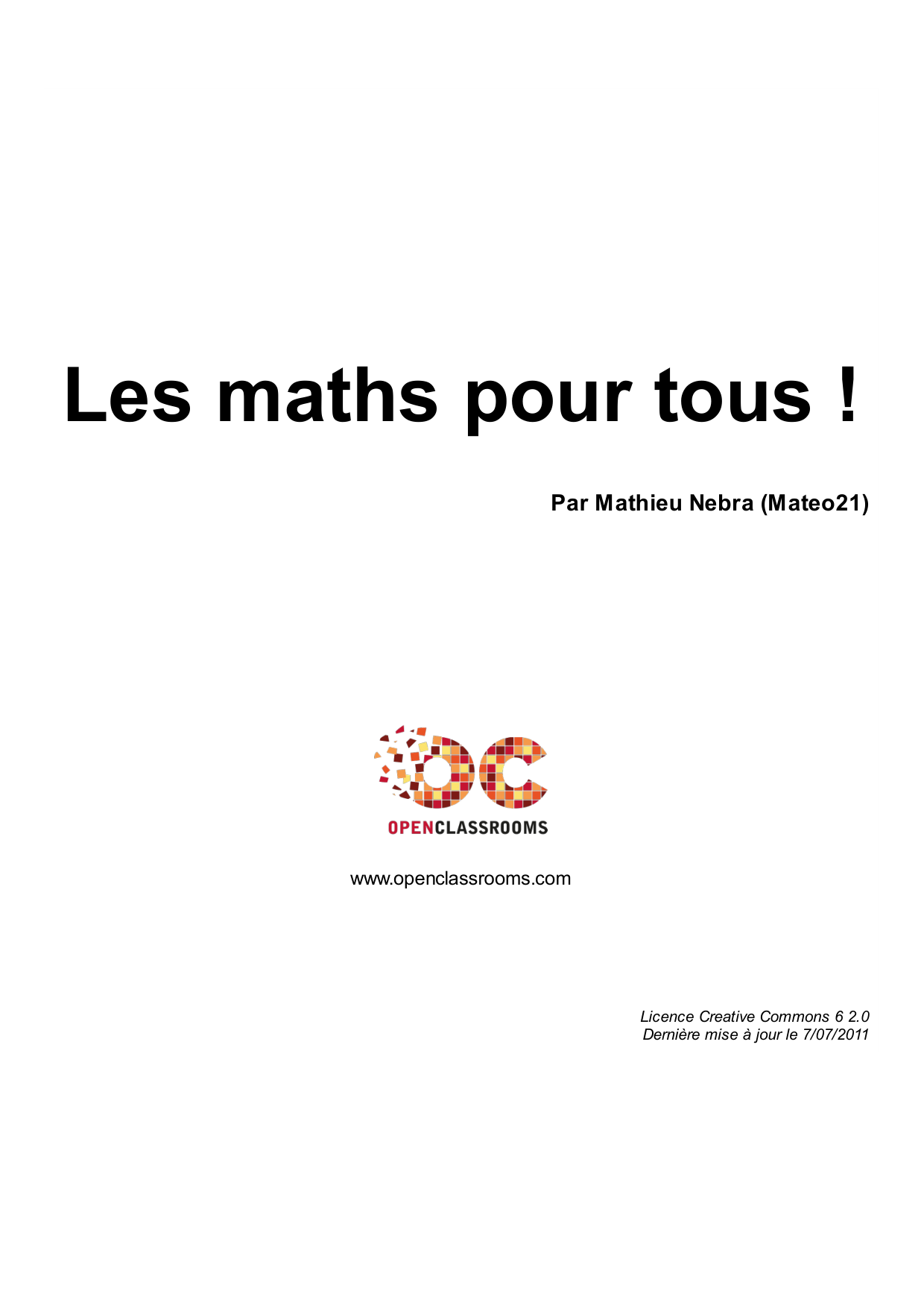 Couverture — Les maths pour tous !