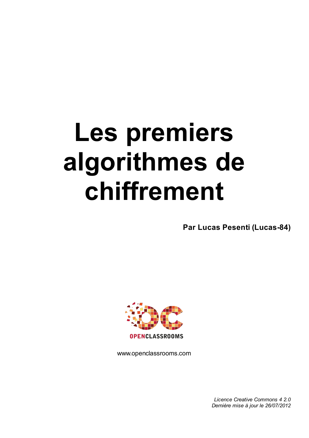 Couverture — Les premiers algorithmes de chiffrement