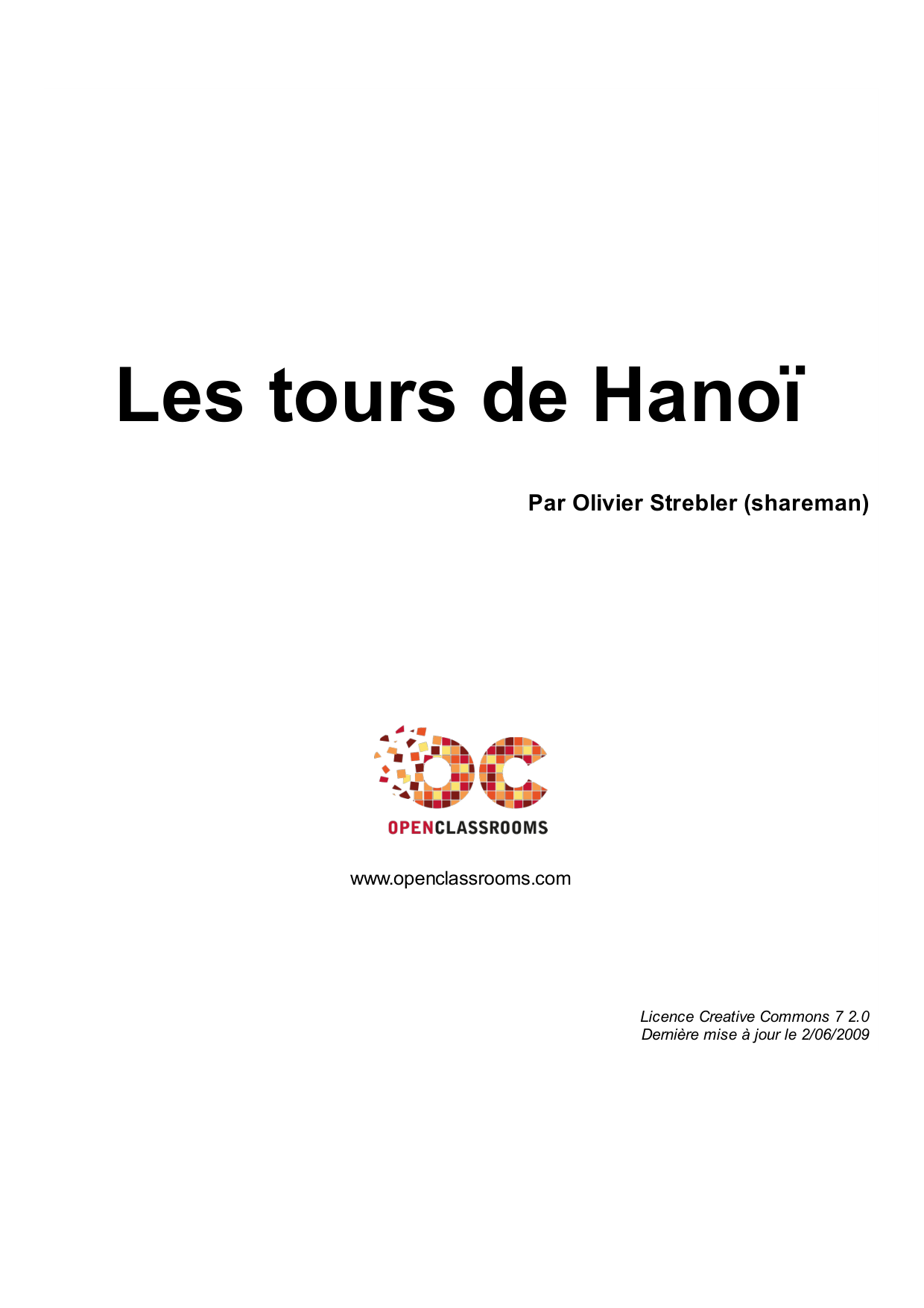 Couverture — Les tours de Hanoï