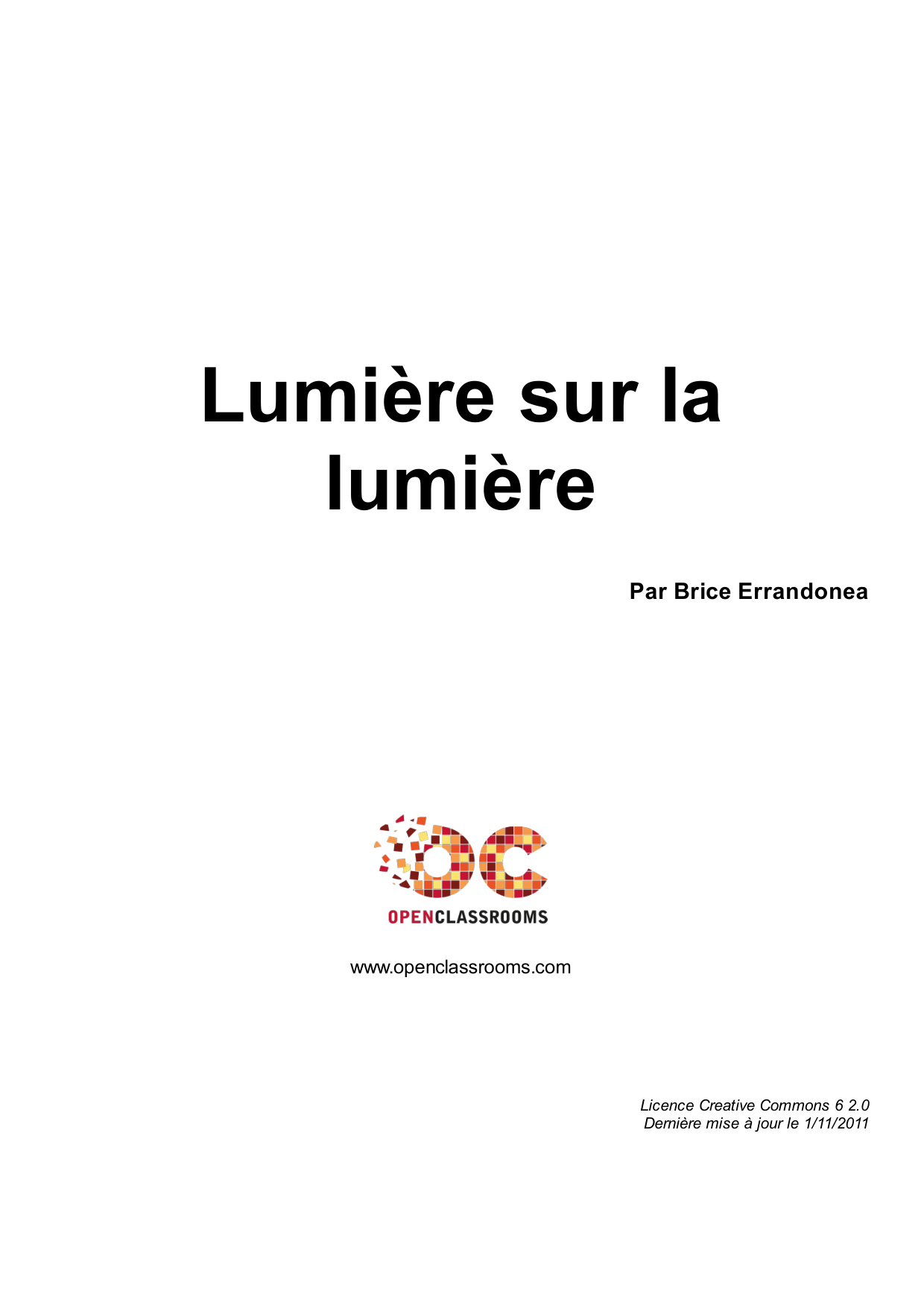 Couverture — Lumière sur la lumière