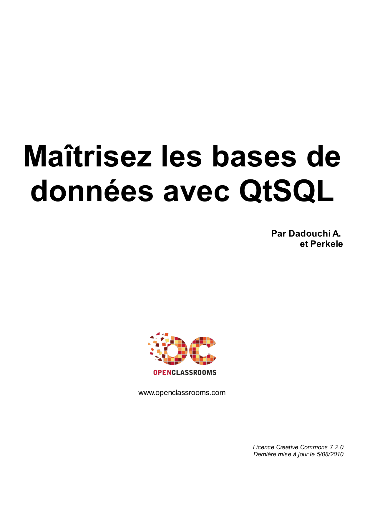 Couverture — Maîtrisez les bases de données avec QtSQL