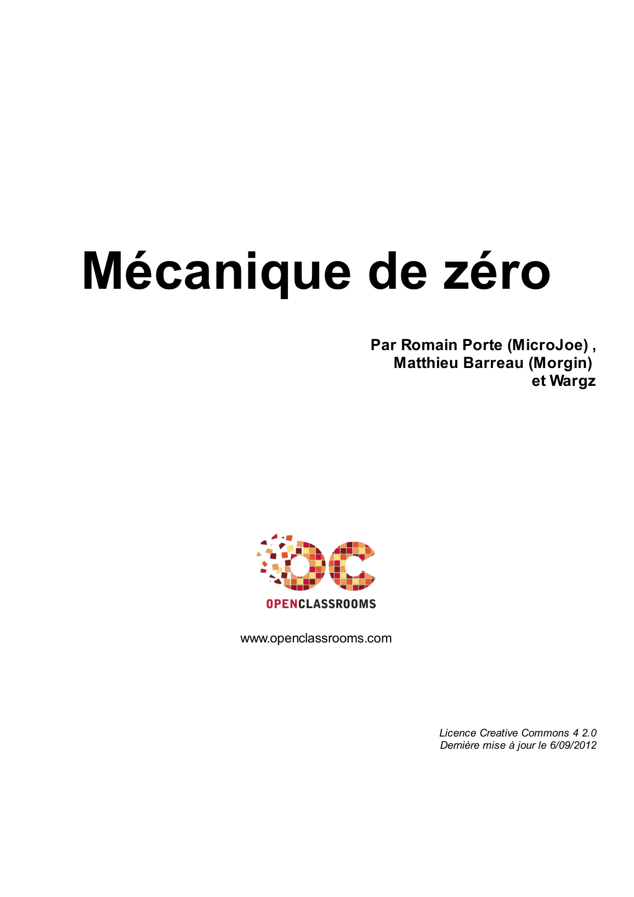 Couverture — Mécanique de zéro