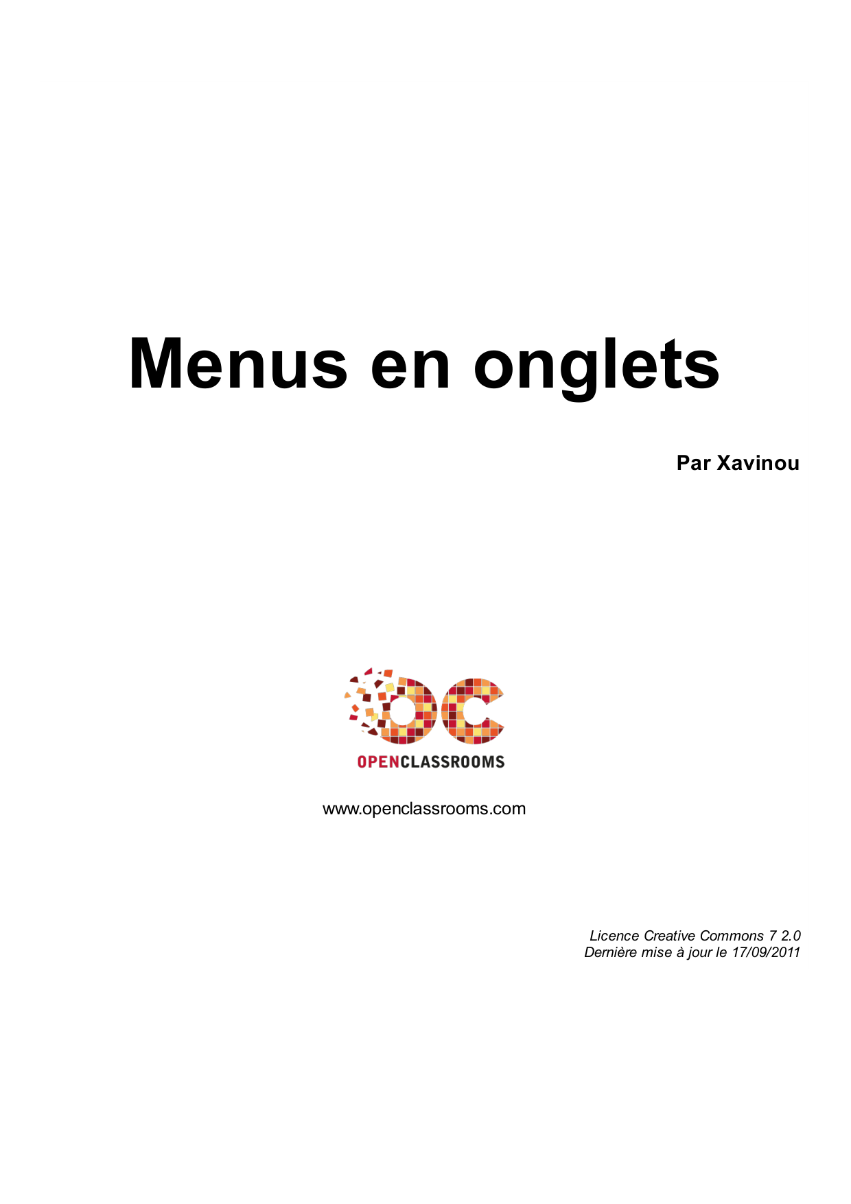 Couverture — Menus en onglets