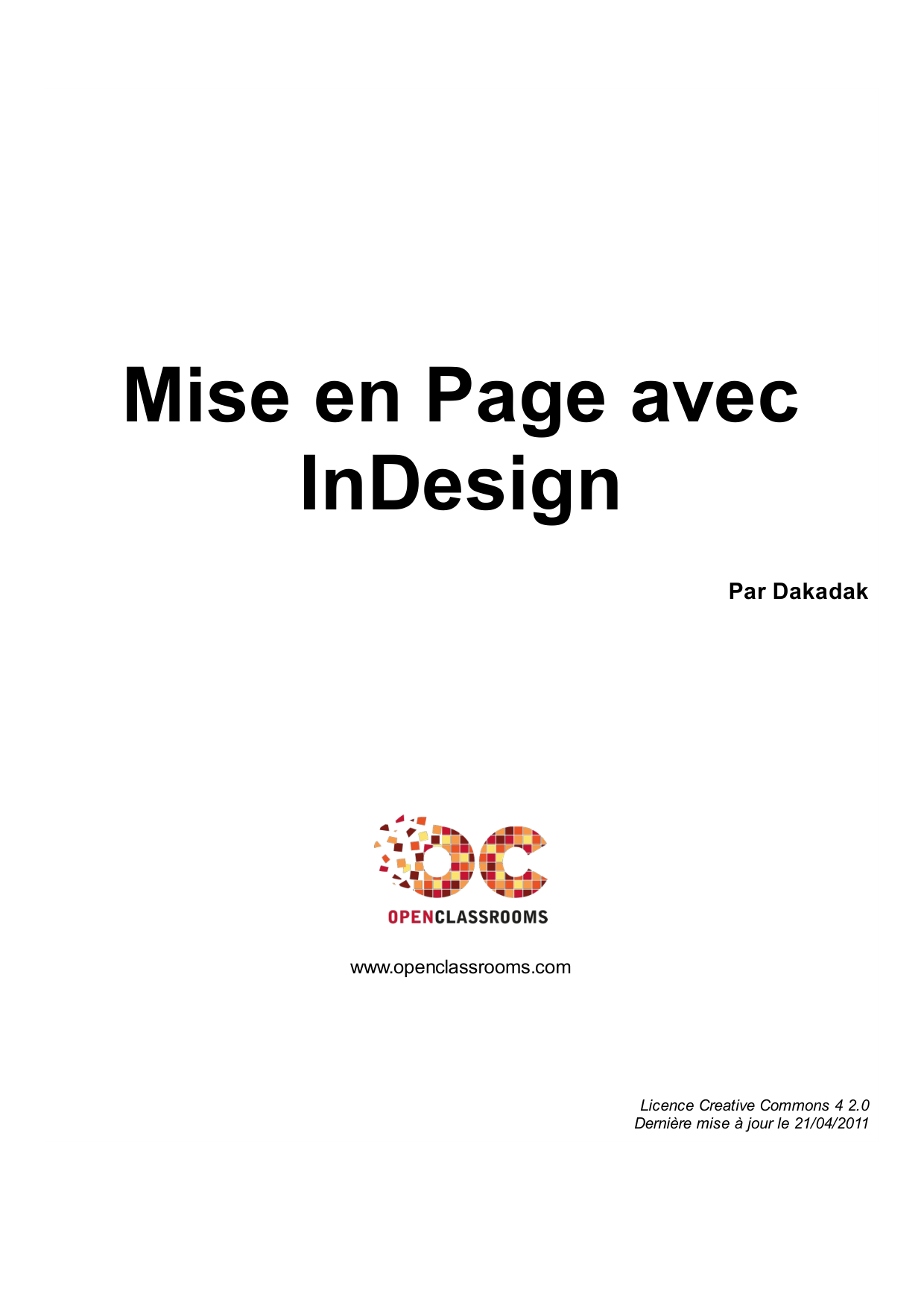 Couverture — Mise en Page avec InDesign