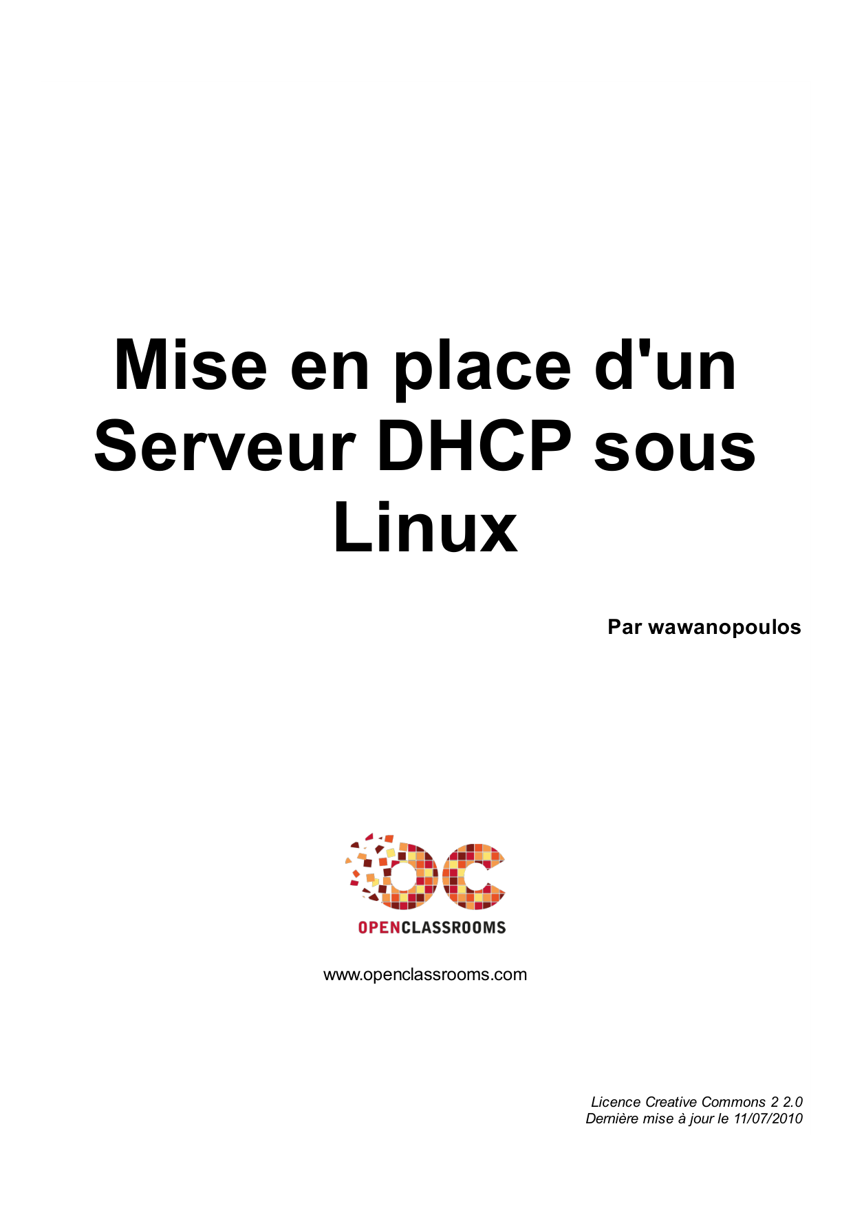 Couverture — Mise en place d'un Serveur DHCP sous Linux