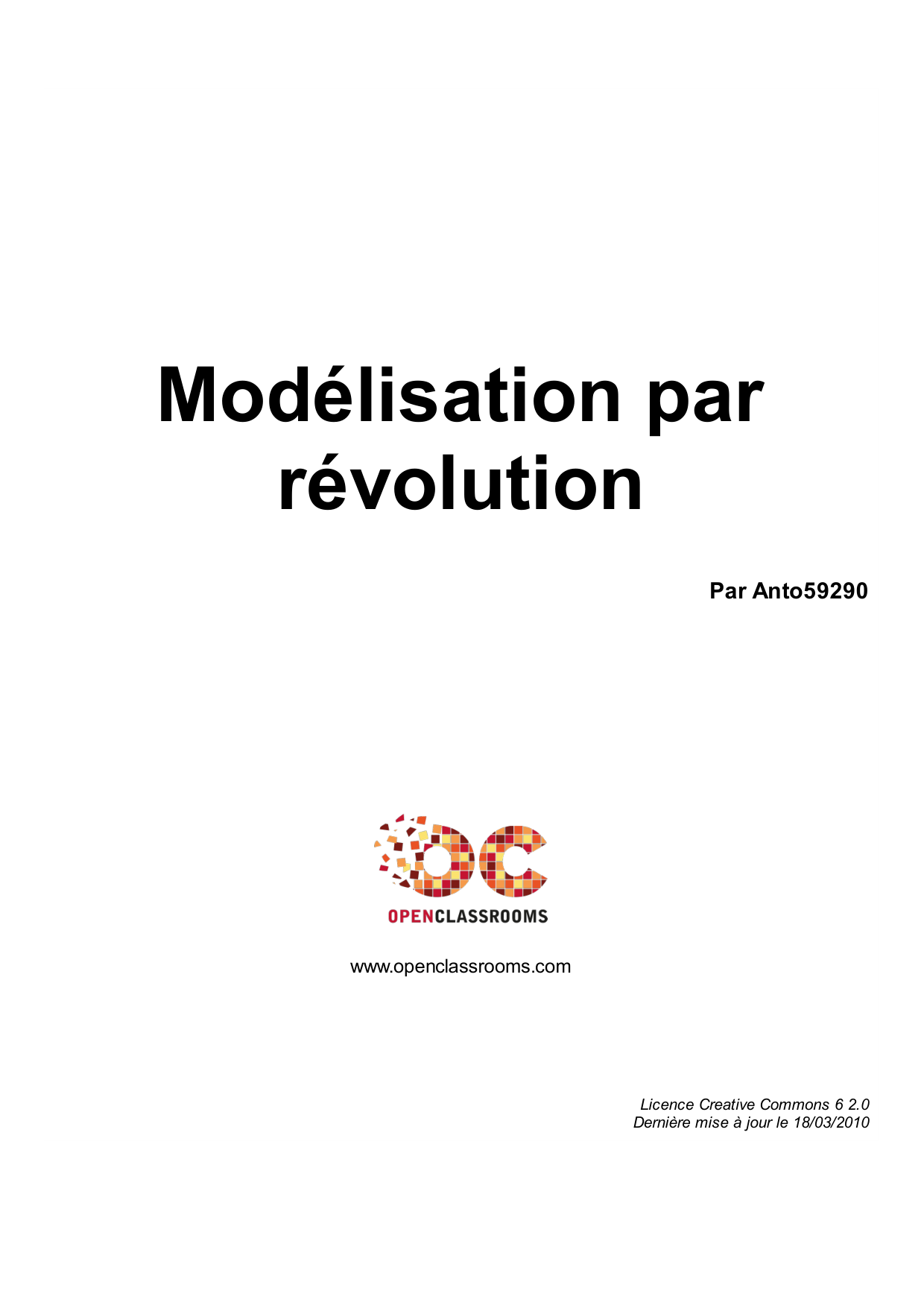 Couverture — Modélisation par révolution