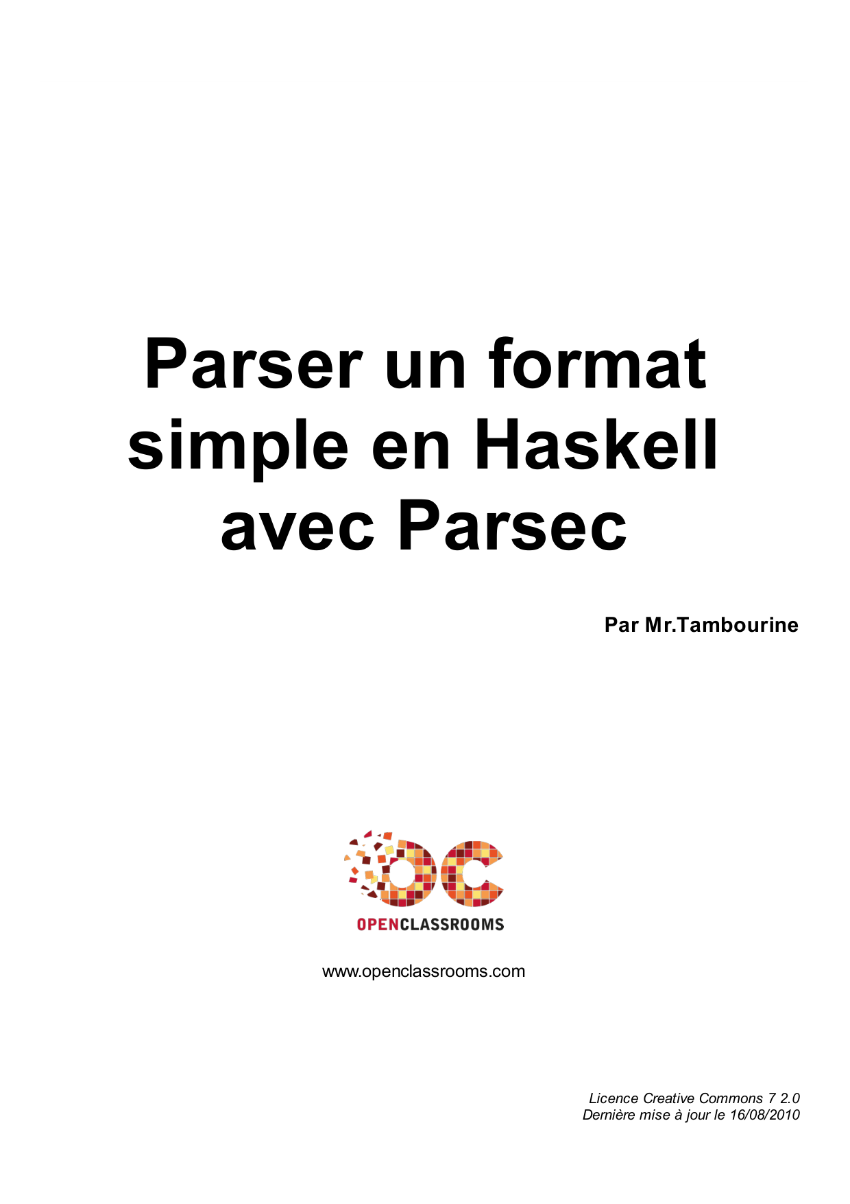 Couverture — Parser un format simple en Haskell avec Parsec