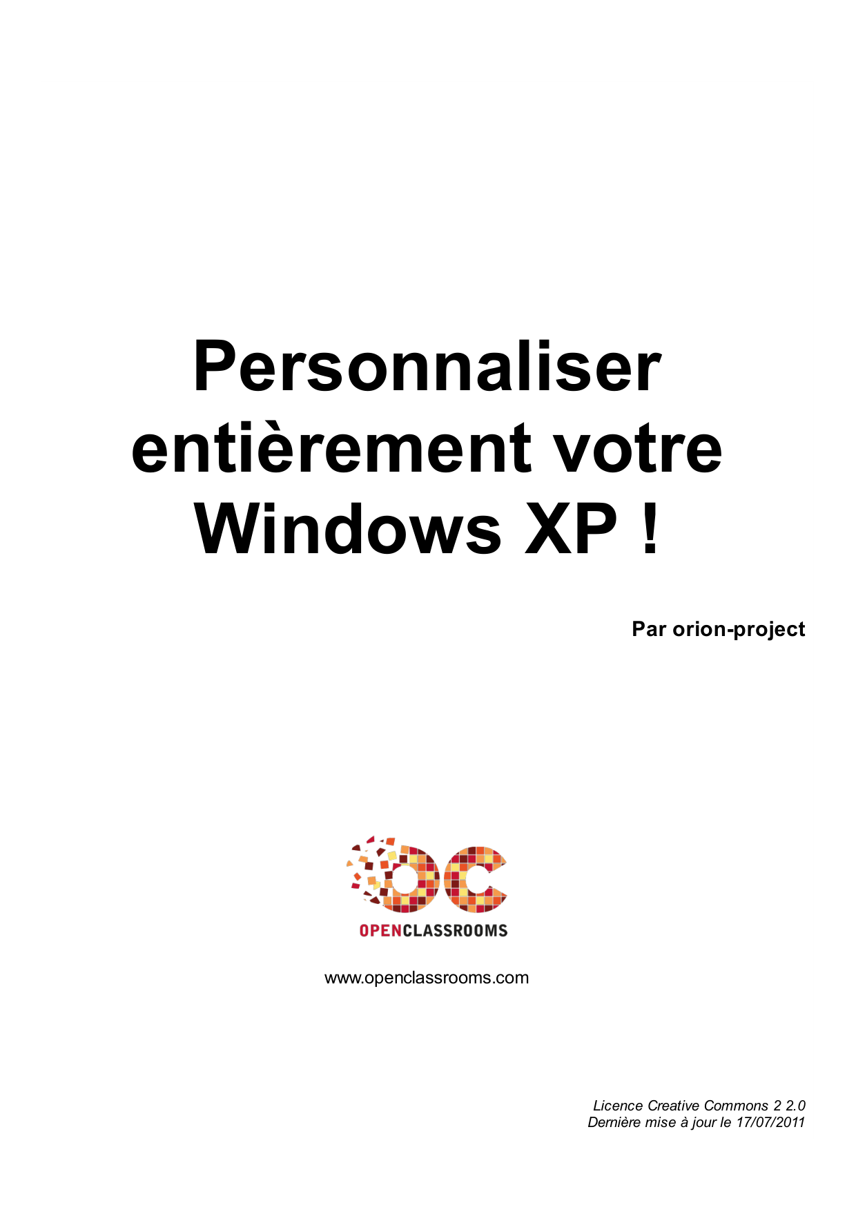 Couverture — Personnaliser entièrement votre Windows XP !