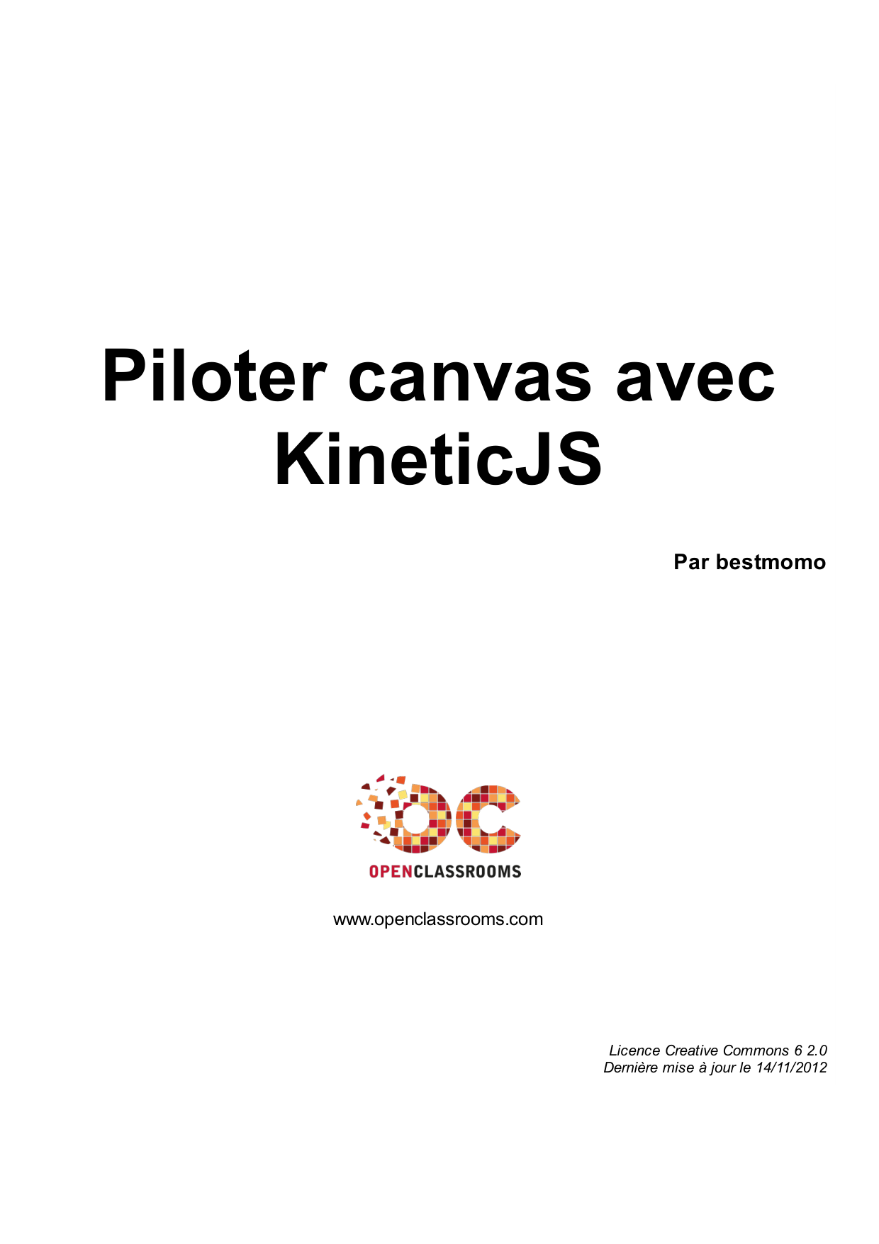 Couverture — Piloter canvas avec KineticJS
